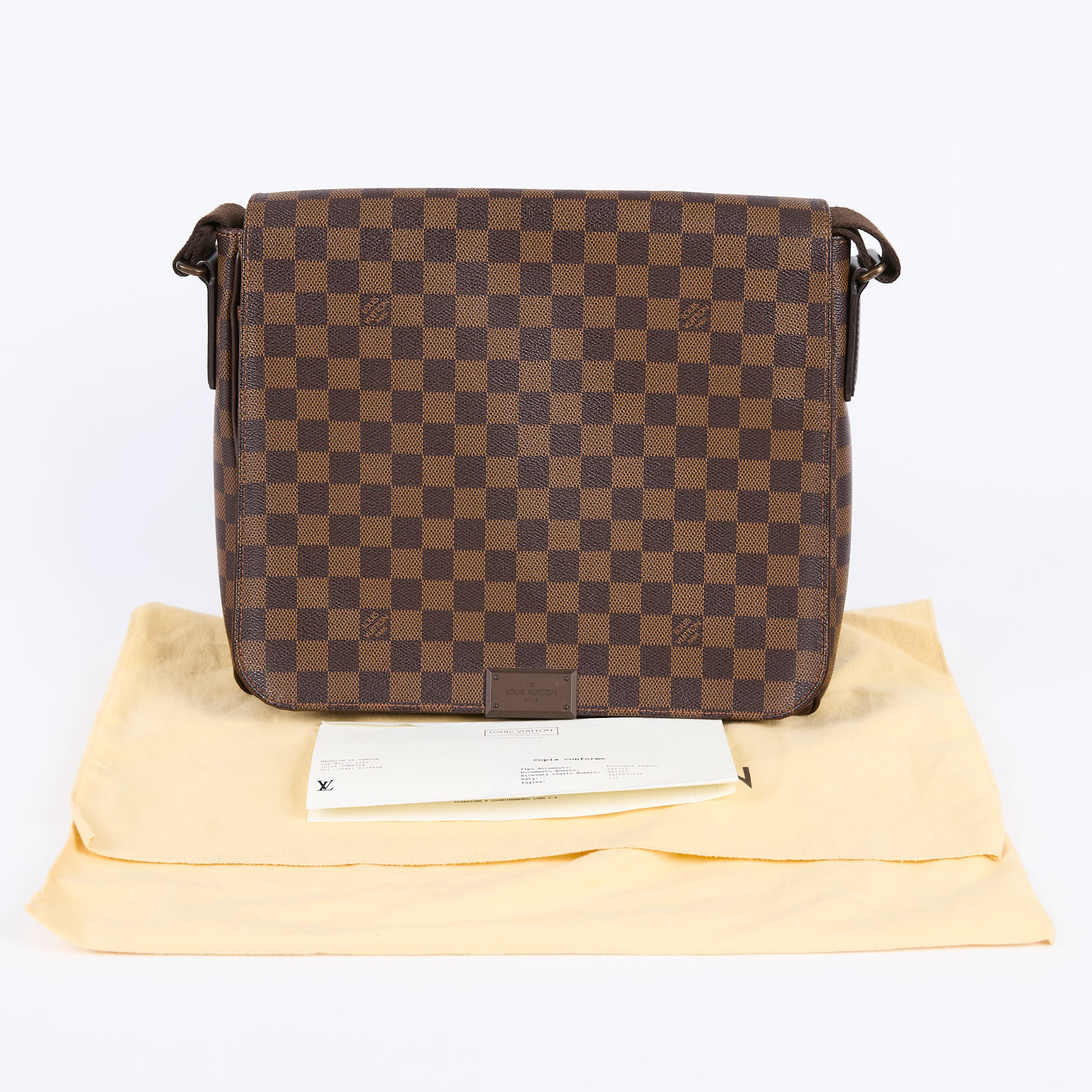 路易威登 LOUIS VUITTON District MM 肩背包 棕棋盤格 N41212 棕DAMIER側背包 防塵袋/購買證明正本
