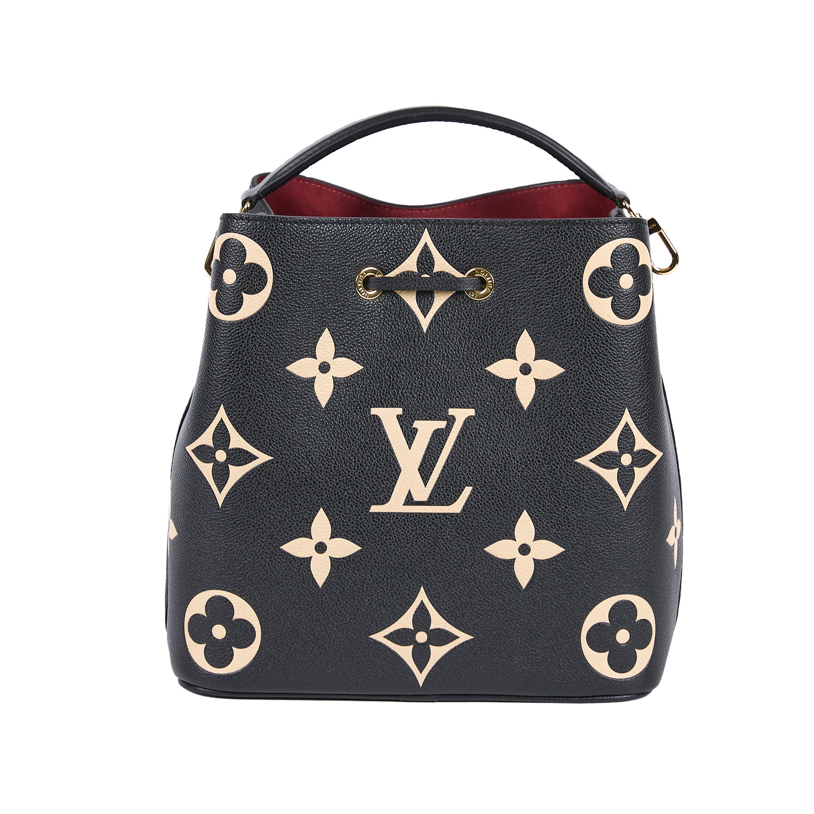 路易威登 LOUIS VUITTON NéoNoé MM 皮革 肩背 水桶包 黑色/奶油色 M45497 晶片款  防塵袋/原廠盒子/背帶2/內袋