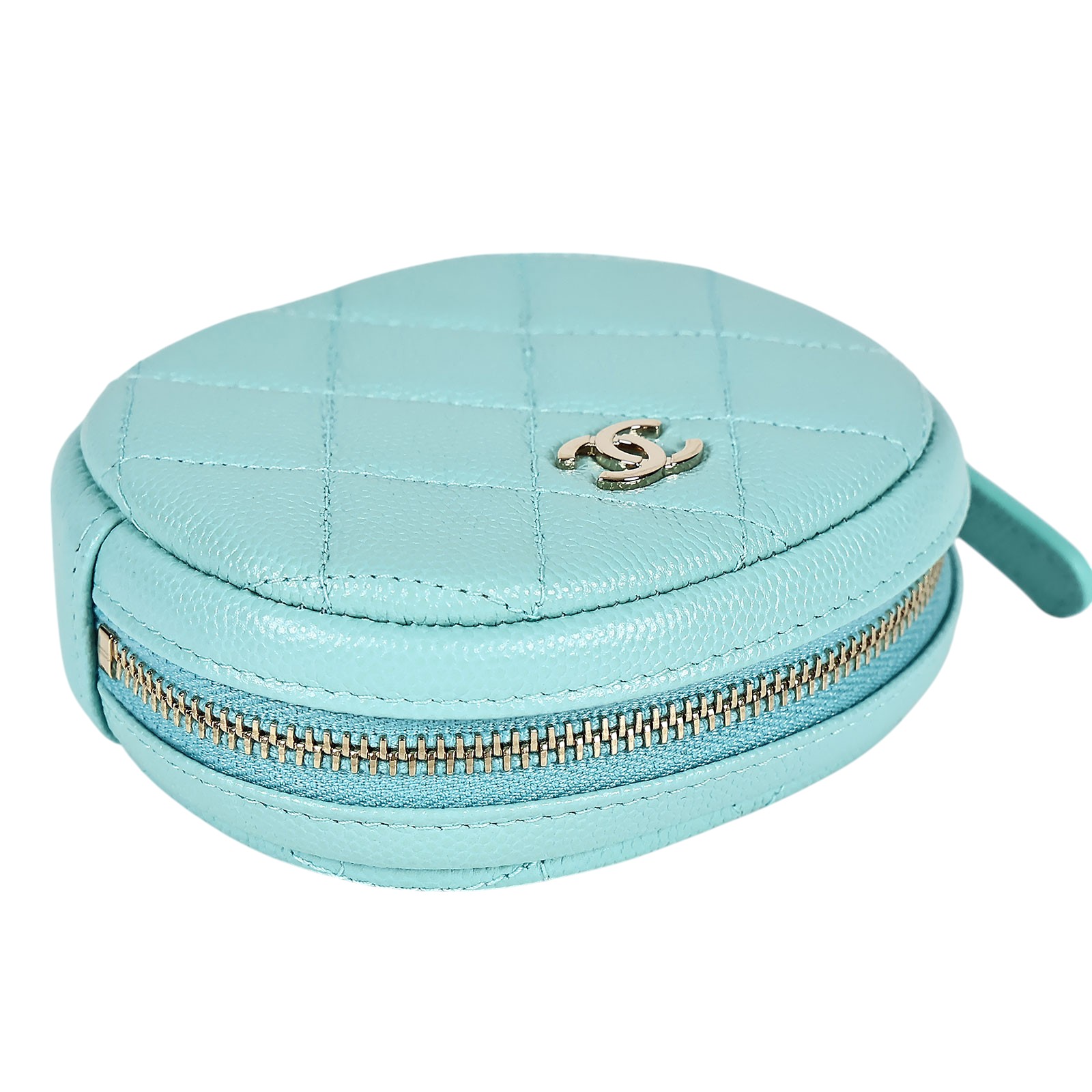 香奈兒 CHANEL CC logo 零錢包 A68995 26開湖水綠圓形拉鍊零錢包 防塵袋/原廠盒子/保證卡/購買證明正本