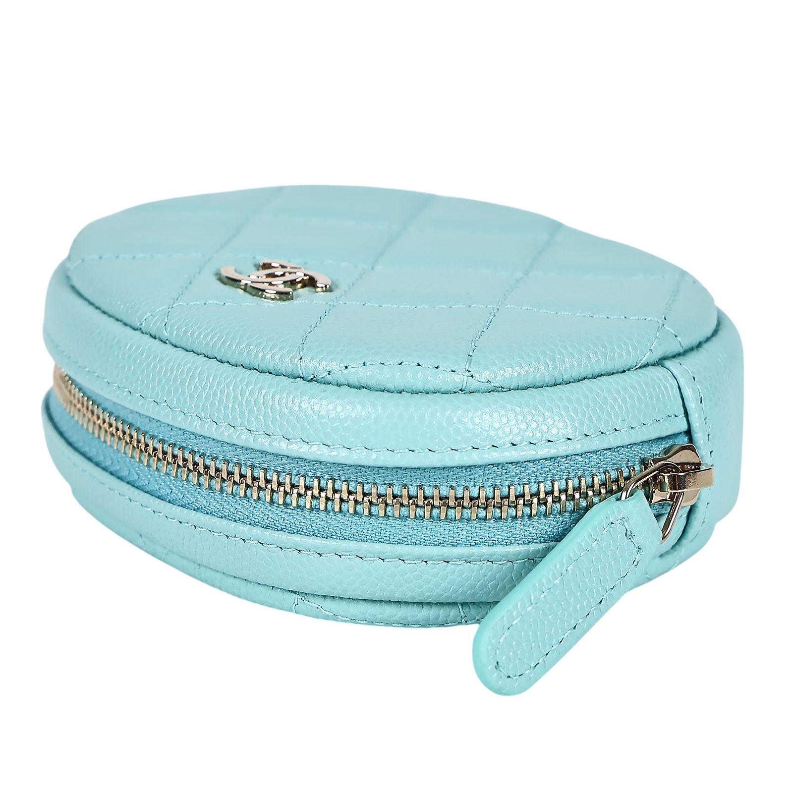 香奈兒 CHANEL CC logo 零錢包 A68995 26開湖水綠圓形拉鍊零錢包 防塵袋/原廠盒子/保證卡/購買證明正本