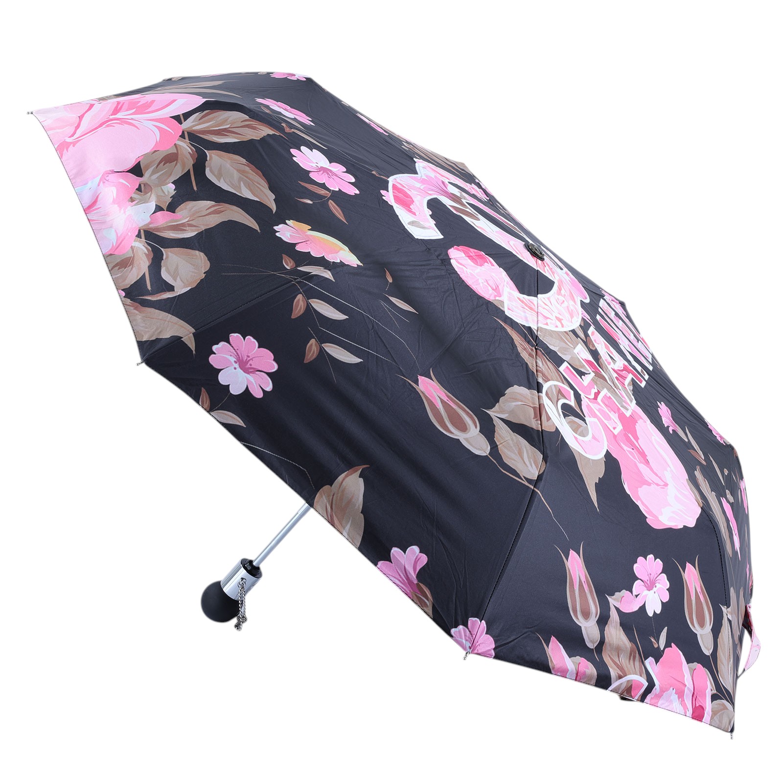 香奈兒 CHANEL 陽傘  黑粉花花摺疊傘 原廠盒子/傘套
