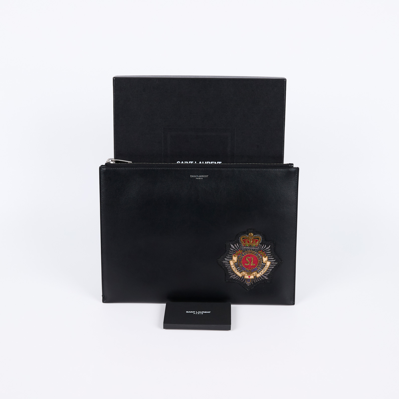 聖羅蘭 YSL SAINT LAURENT 手拿包 3972950O7A6 黑色特殊刺繡手拿包 原廠盒子