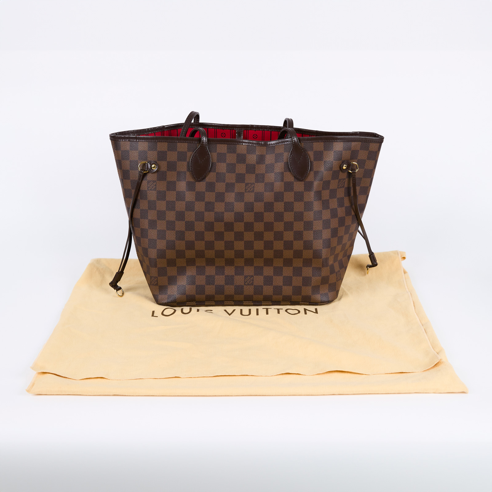 路易威登 LOUIS VUITTON 棕棋盤 MM 托特包 N51105 棋盤格NEVERFULL MM 防塵袋