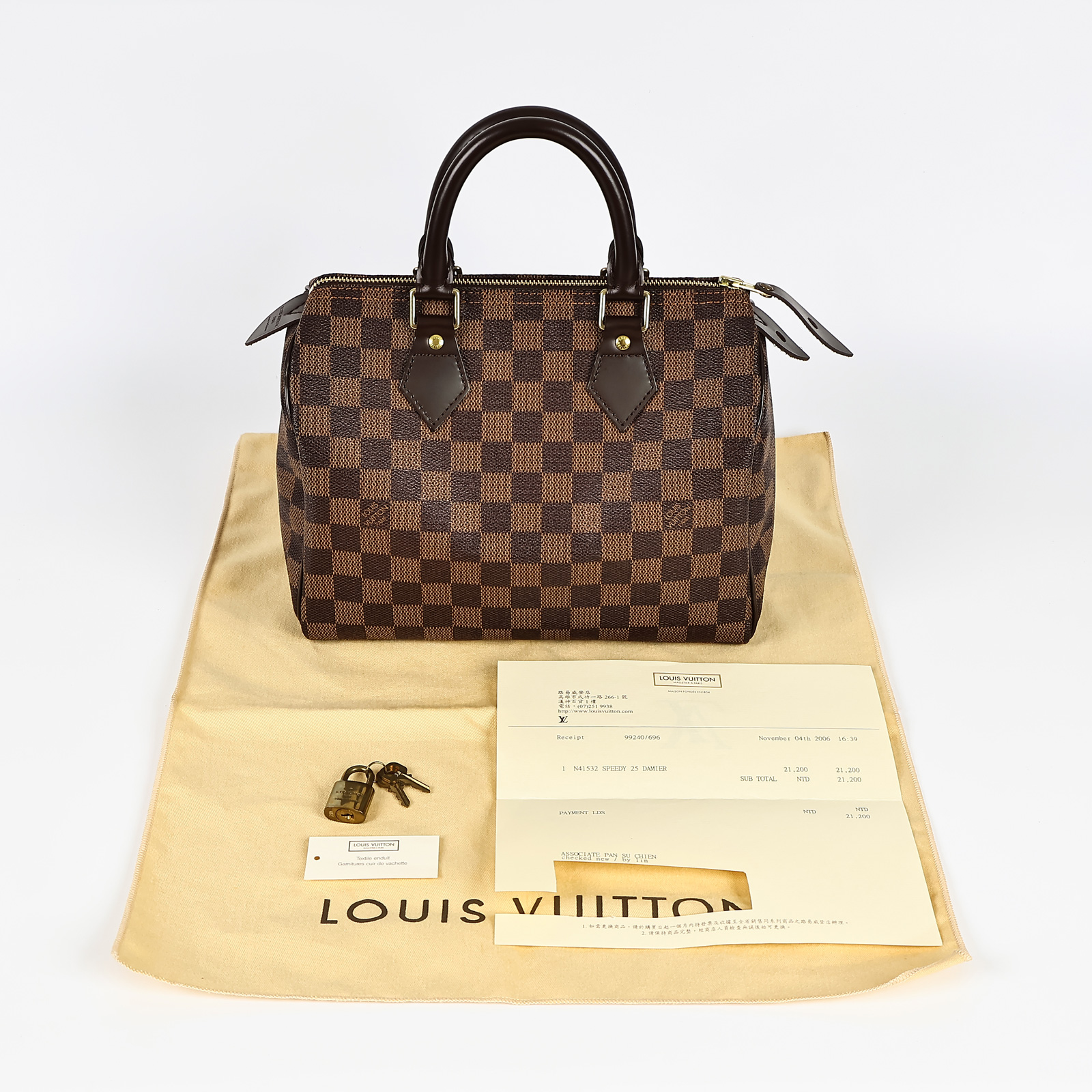 路易威登 LOUIS VUITTON Speedy 25 手提波士頓包 棕棋盤格 N41532 咖棋盤格SPEEDY25 購買證明正本