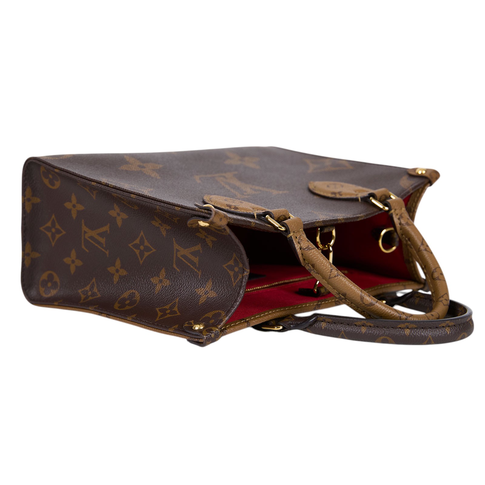 路易威登 LOUIS VUITTON OnTheGo PM 雙色帆布 手提 斜背包 M46373 晶片款  原廠盒子/防塵袋/購買證明正本/背帶