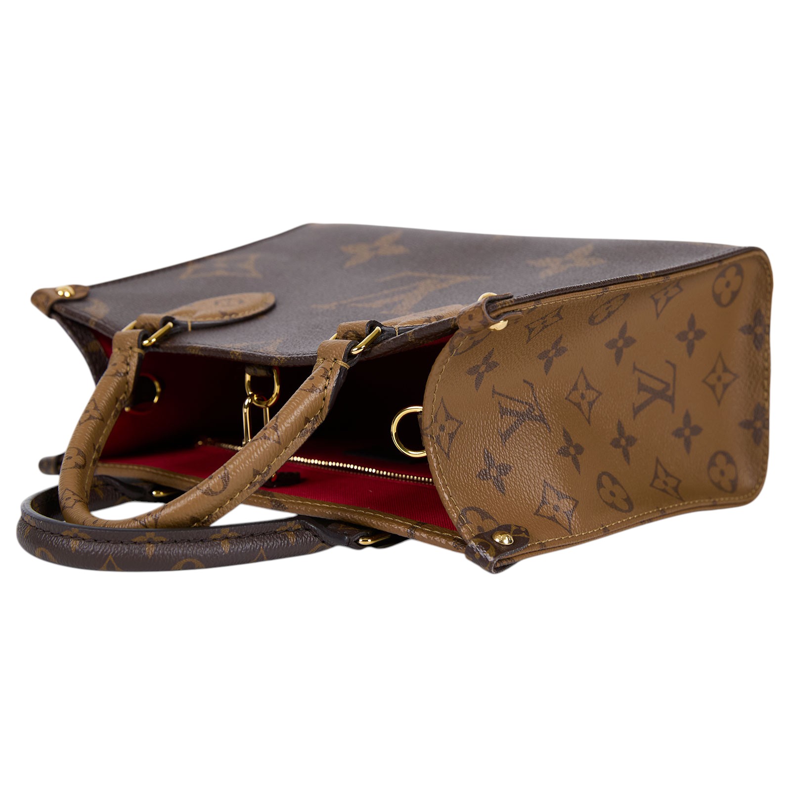 路易威登 LOUIS VUITTON OnTheGo PM 雙色帆布 手提 斜背包 M46373 晶片款  原廠盒子/防塵袋/購買證明正本/背帶