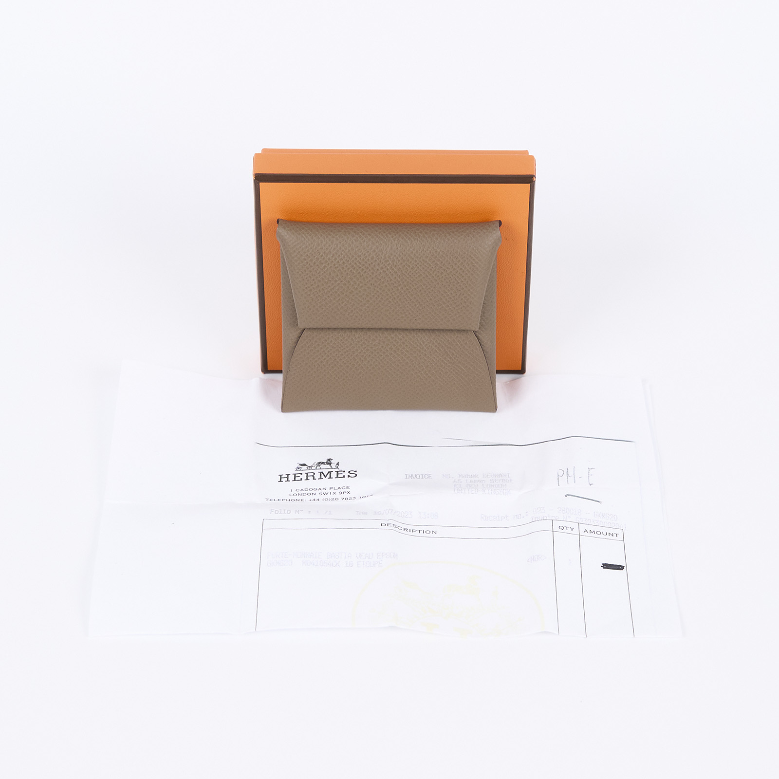 愛馬仕 Hermès Bastia 零錢包 BASTIA B MZ 006 AC 大象灰BASTIA 原廠盒子/購買證明影本
