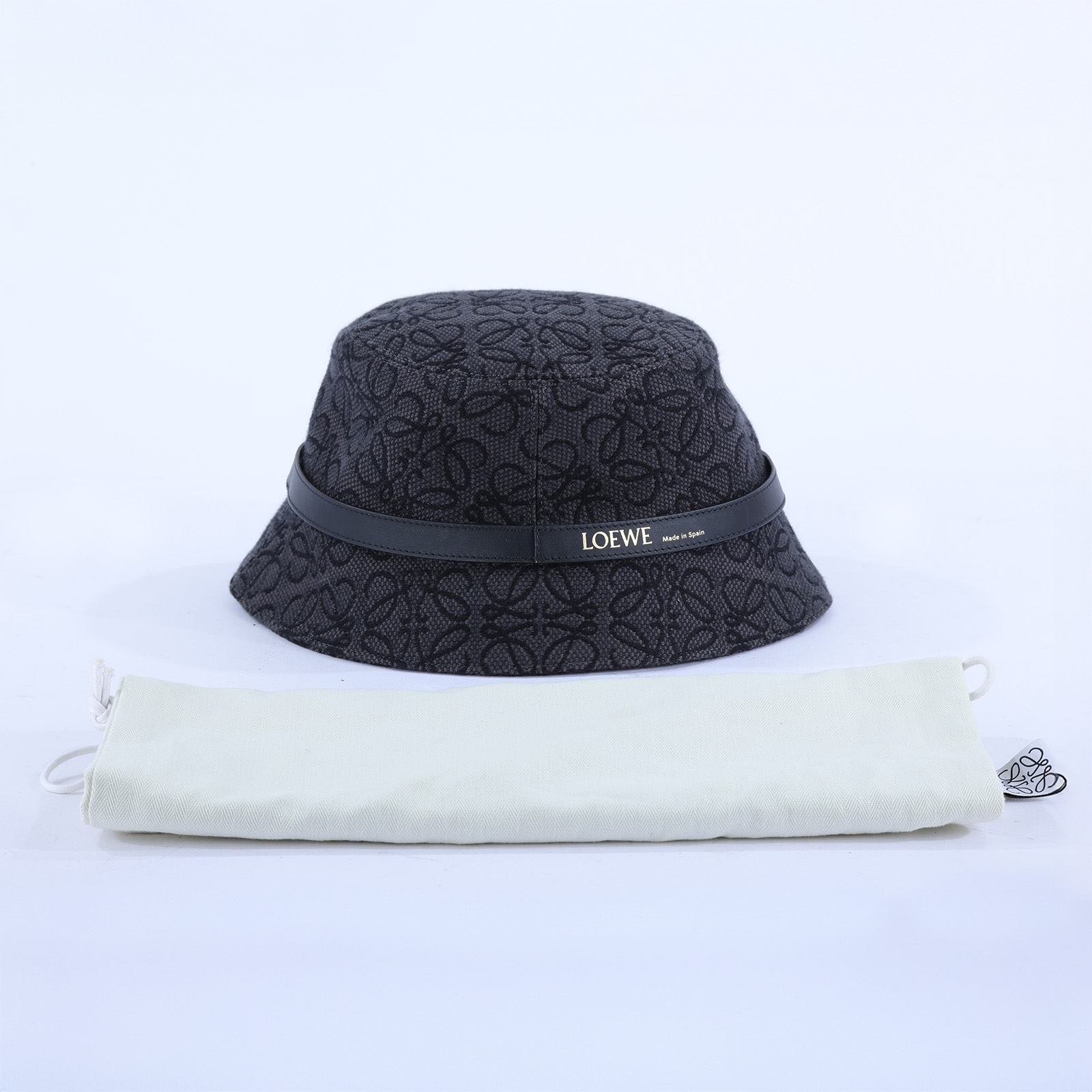 羅意威 LOEWE Anagram 漁夫帽 K820HB1X05 黑LOGO帆布漁夫帽#57 防塵袋
