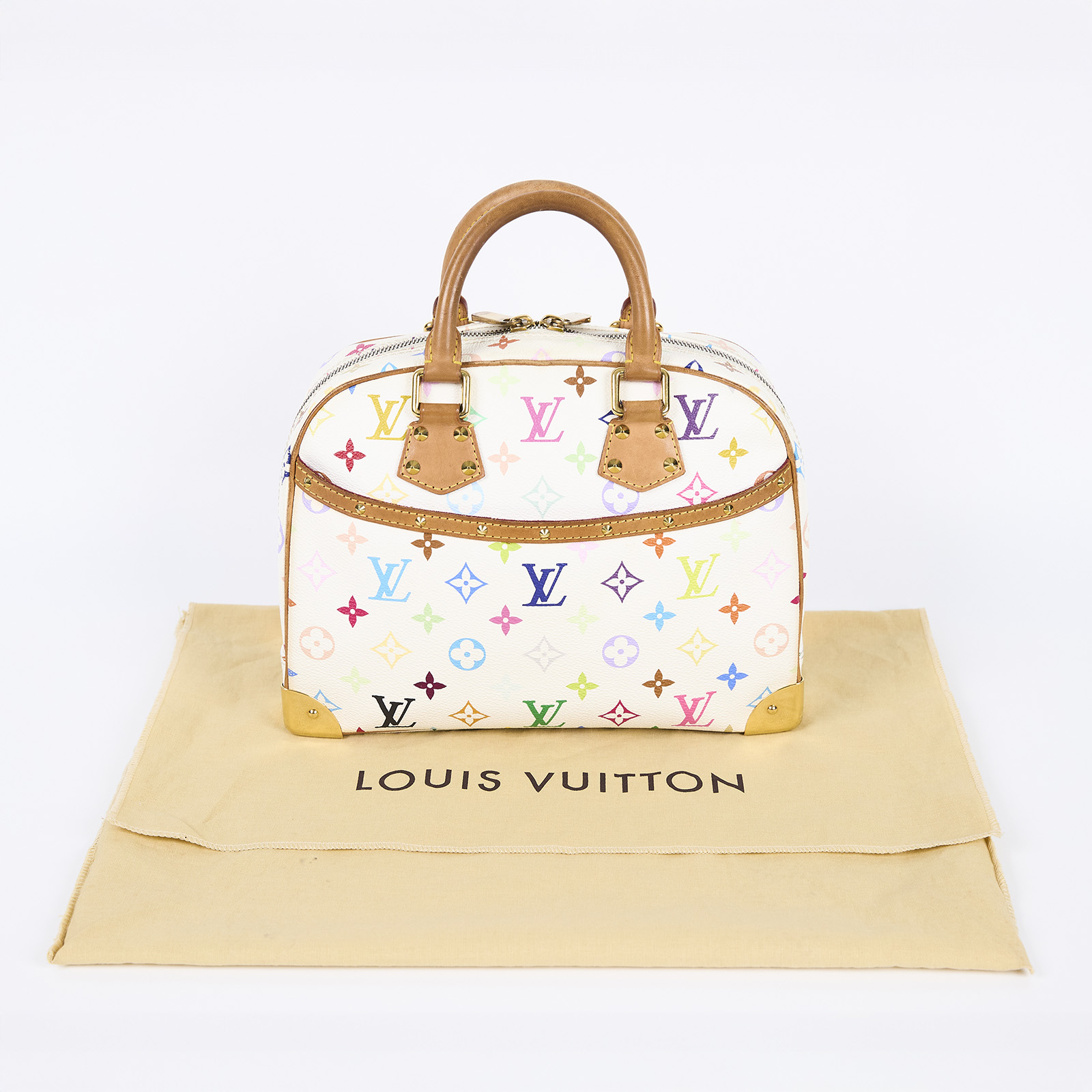 路易威登LOUIS VUITTON Trouville 手提包村上隆聯名M92663 白彩小珍包 