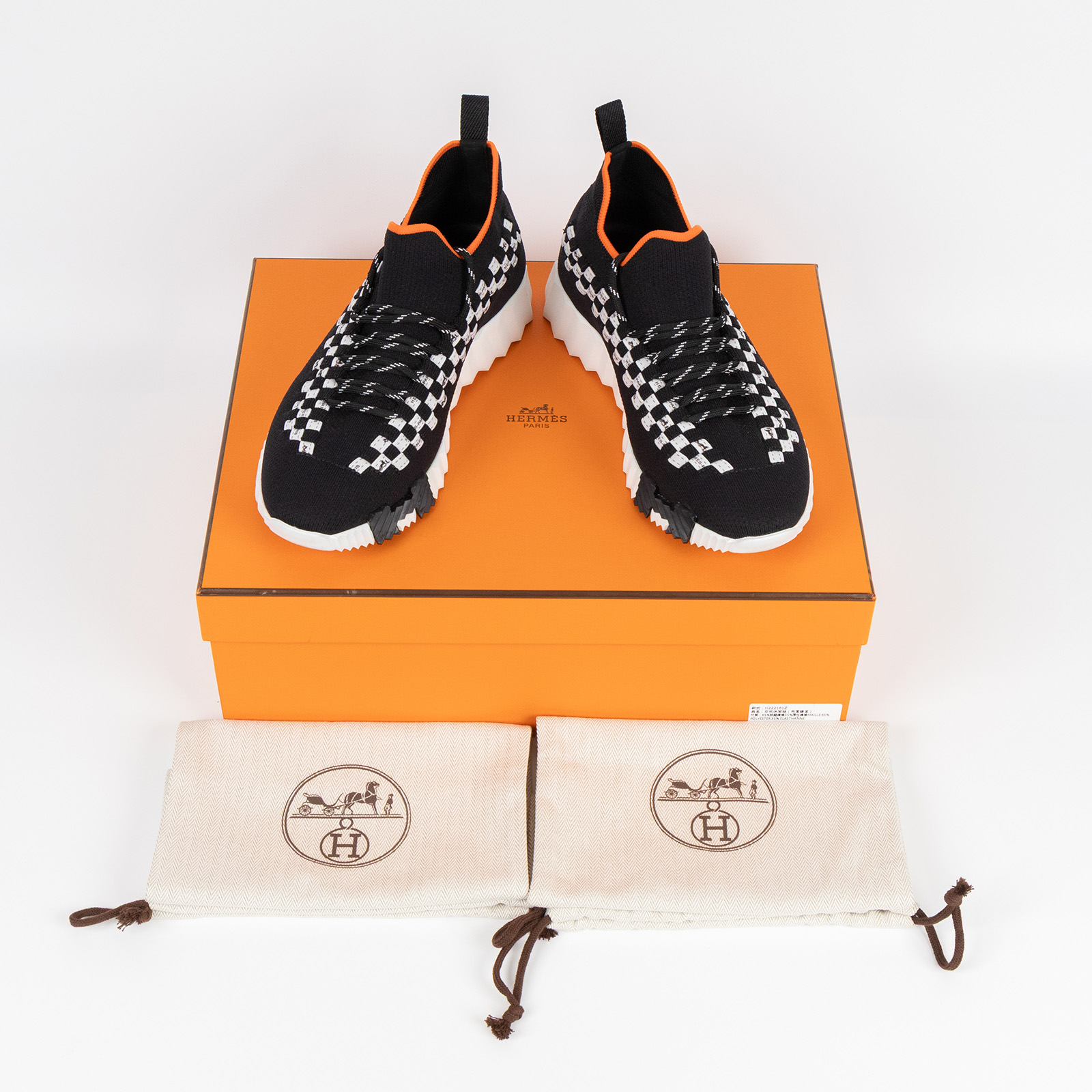 愛馬仕 Hermès Flex 簡便運動鞋 H222161Z_385 Z857-H222161Z 黑橘運動鞋 #38.5 原廠盒子/防塵袋2