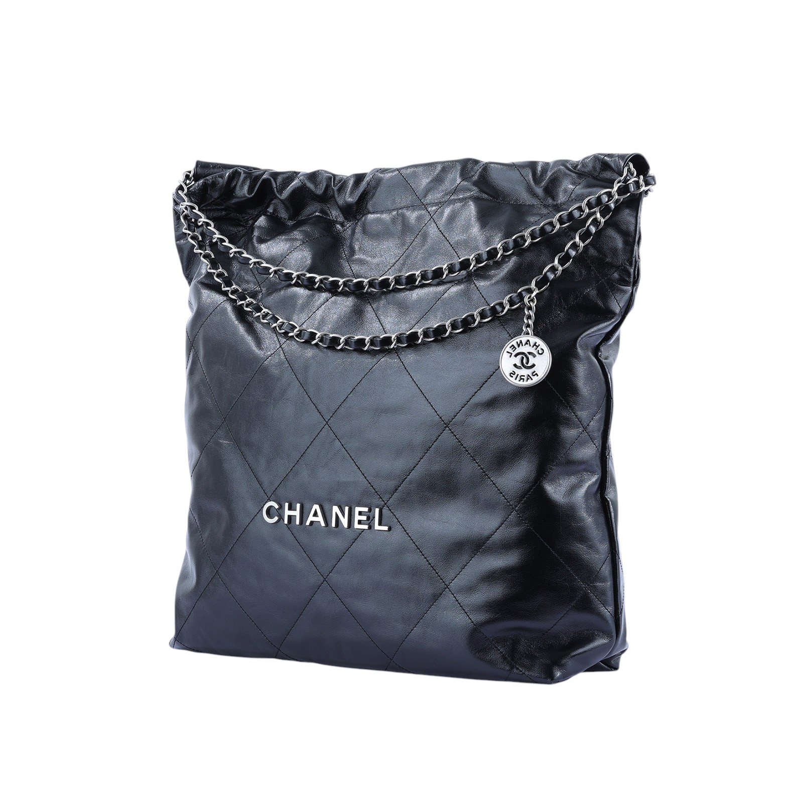 香奈兒 CHANEL 22 大型 束口包 AS3262 晶片款 黑銀22大號 防塵袋/原廠盒子/購買證明正本