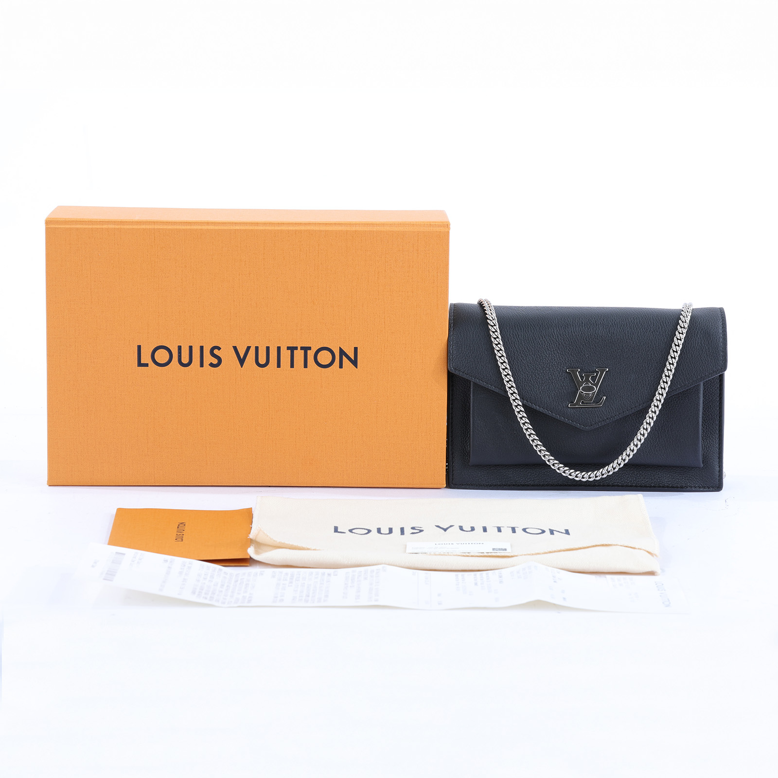 路易威登 LOUIS VUITTON Mylockme Chain Pochette 小牛皮 大LOGO 翻蓋 鍊帶 WOC 肩背 斜背包 M63471 晶片款  原廠盒子/防塵袋/購買證明正本