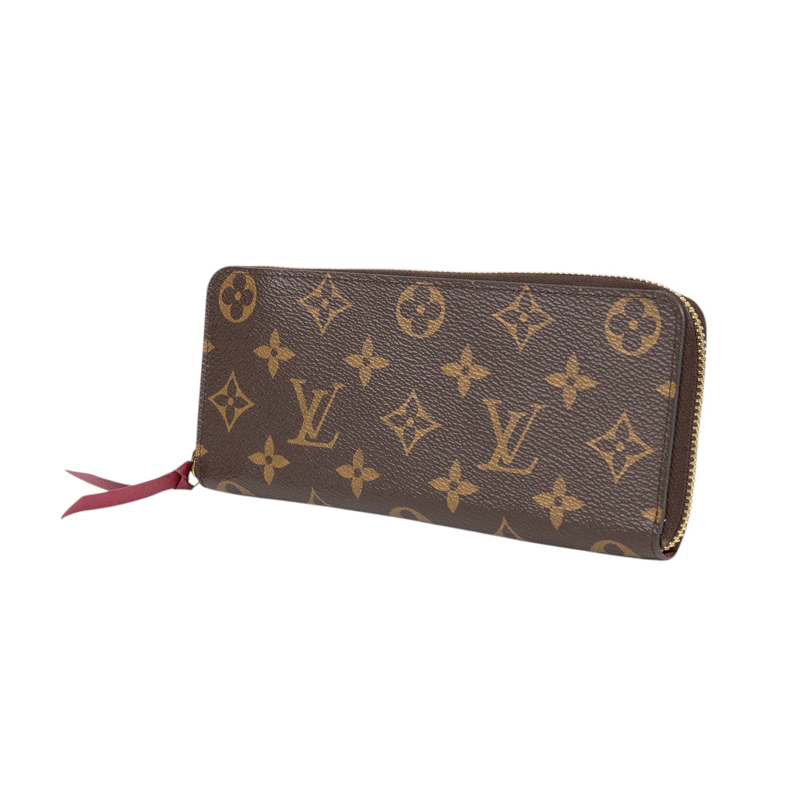 路易威登 LOUIS VUITTON Clémence 錢包 拉鍊 長夾 經典帆布 紫紅色 M60742 晶片款  原廠盒子/防塵袋/購買證明正本