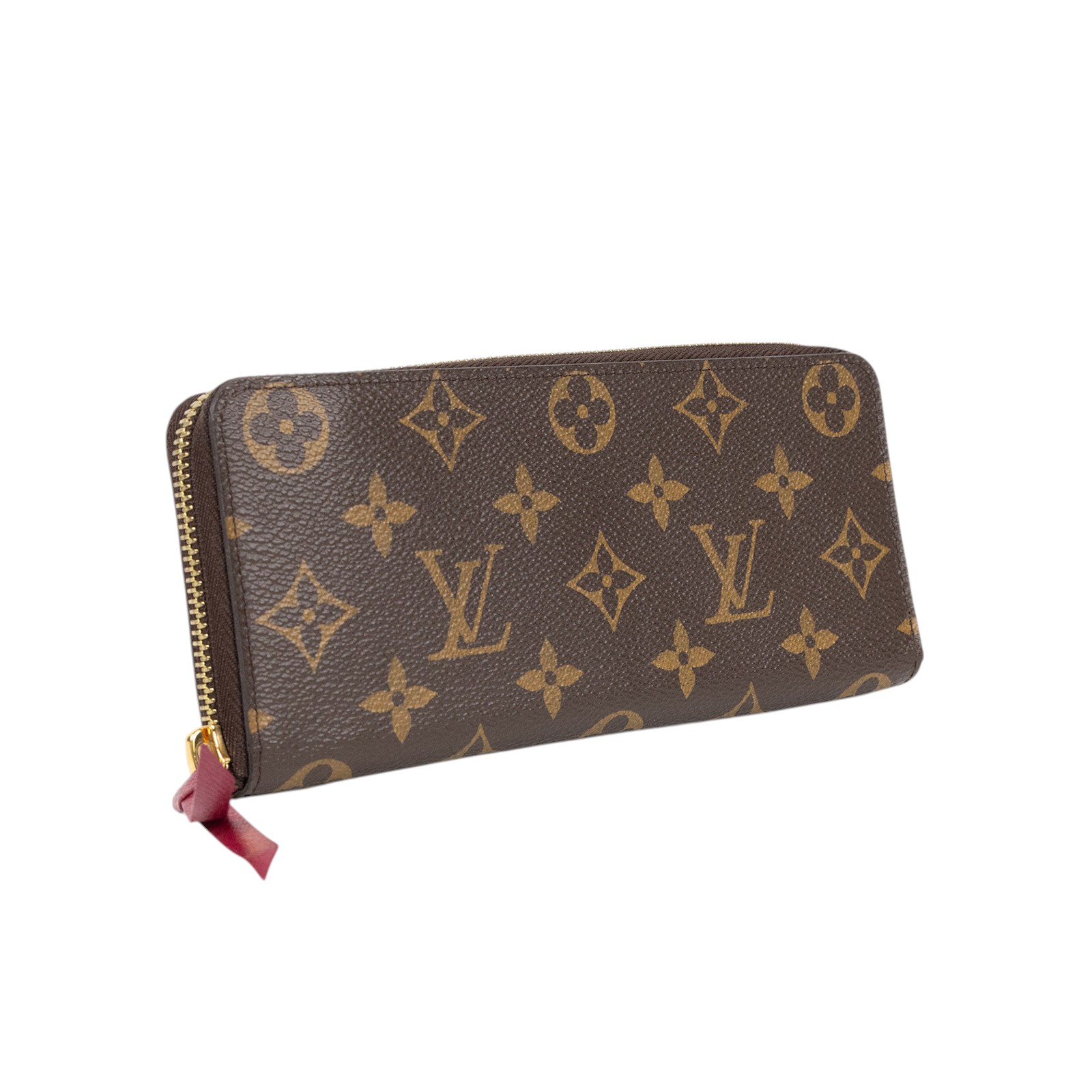 路易威登 LOUIS VUITTON Clémence 錢包 拉鍊 長夾 經典帆布 紫紅色 M60742 晶片款  原廠盒子/防塵袋/購買證明正本