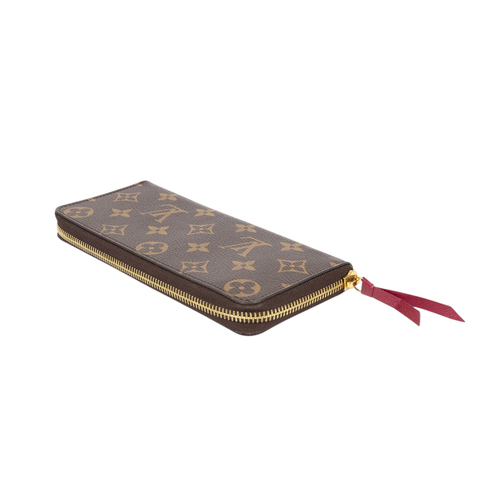 路易威登 LOUIS VUITTON Clémence 錢包 拉鍊 長夾 經典帆布 紫紅色 M60742 晶片款  原廠盒子/防塵袋/購買證明正本