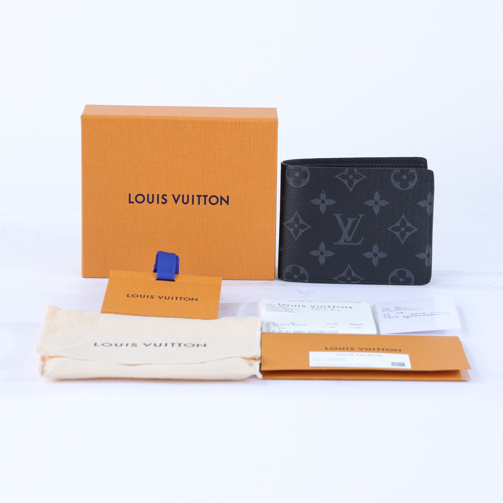 路易威登 LOUIS VUITTON Multiple Eclipse帆布 錢包 短夾 M61695 晶片款 黑原花短夾 原廠盒子/防塵袋/購買證明正本