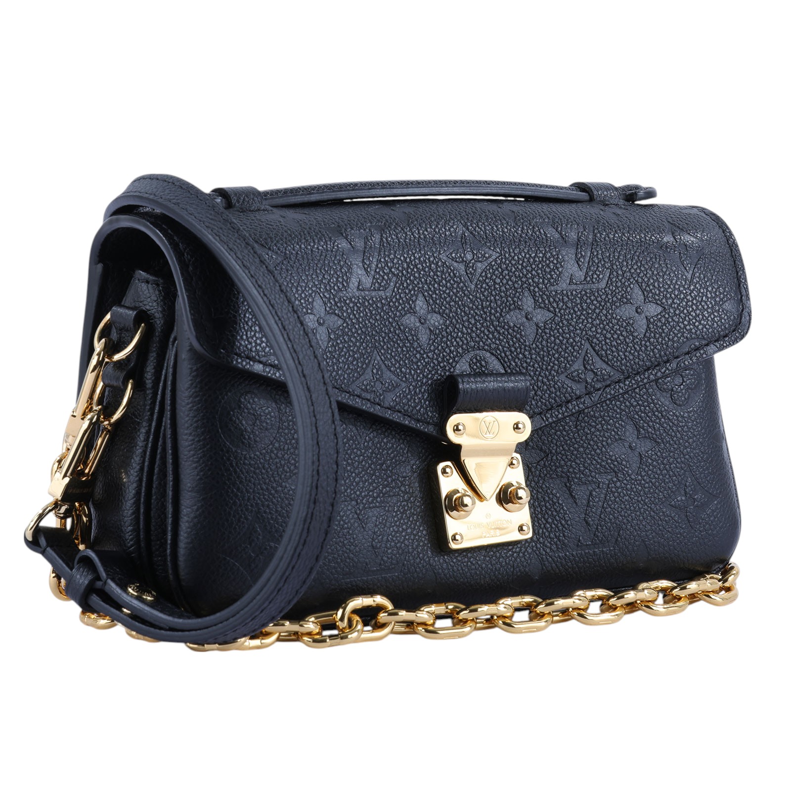 路易威登 LOUIS VUITTON Pochette Métis East West 鏈條 郵差包 腋下單肩包 黑色 M46595 晶片款  防塵袋/原廠盒子/購買證明正本/STARP2