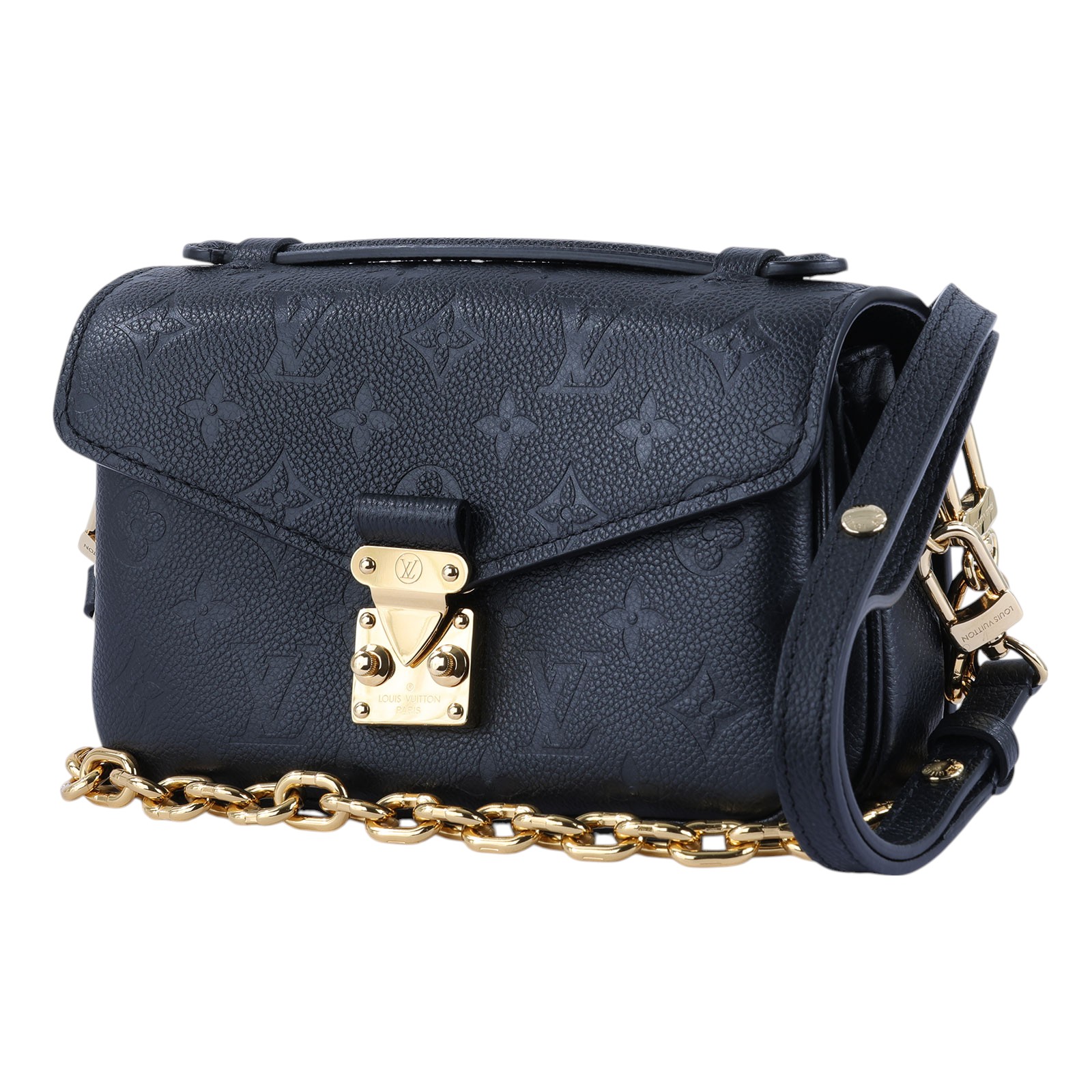 路易威登 LOUIS VUITTON Pochette Métis East West 鏈條 郵差包 腋下單肩包 黑色 M46595 晶片款  防塵袋/原廠盒子/購買證明正本/STARP2