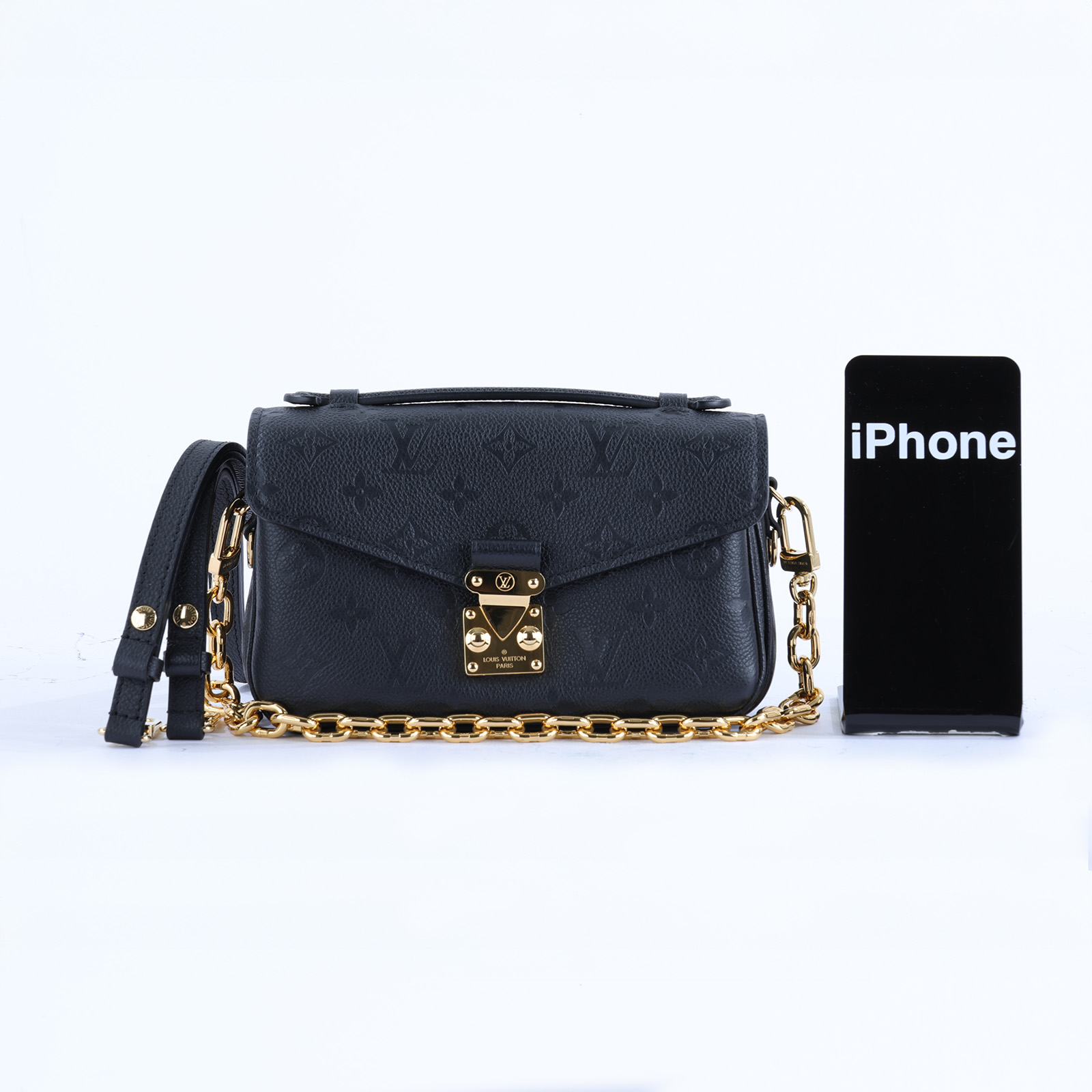 路易威登 LOUIS VUITTON Pochette Métis East West 鏈條 郵差包 腋下單肩包 黑色 M46595 晶片款  防塵袋/原廠盒子/購買證明正本/STARP2