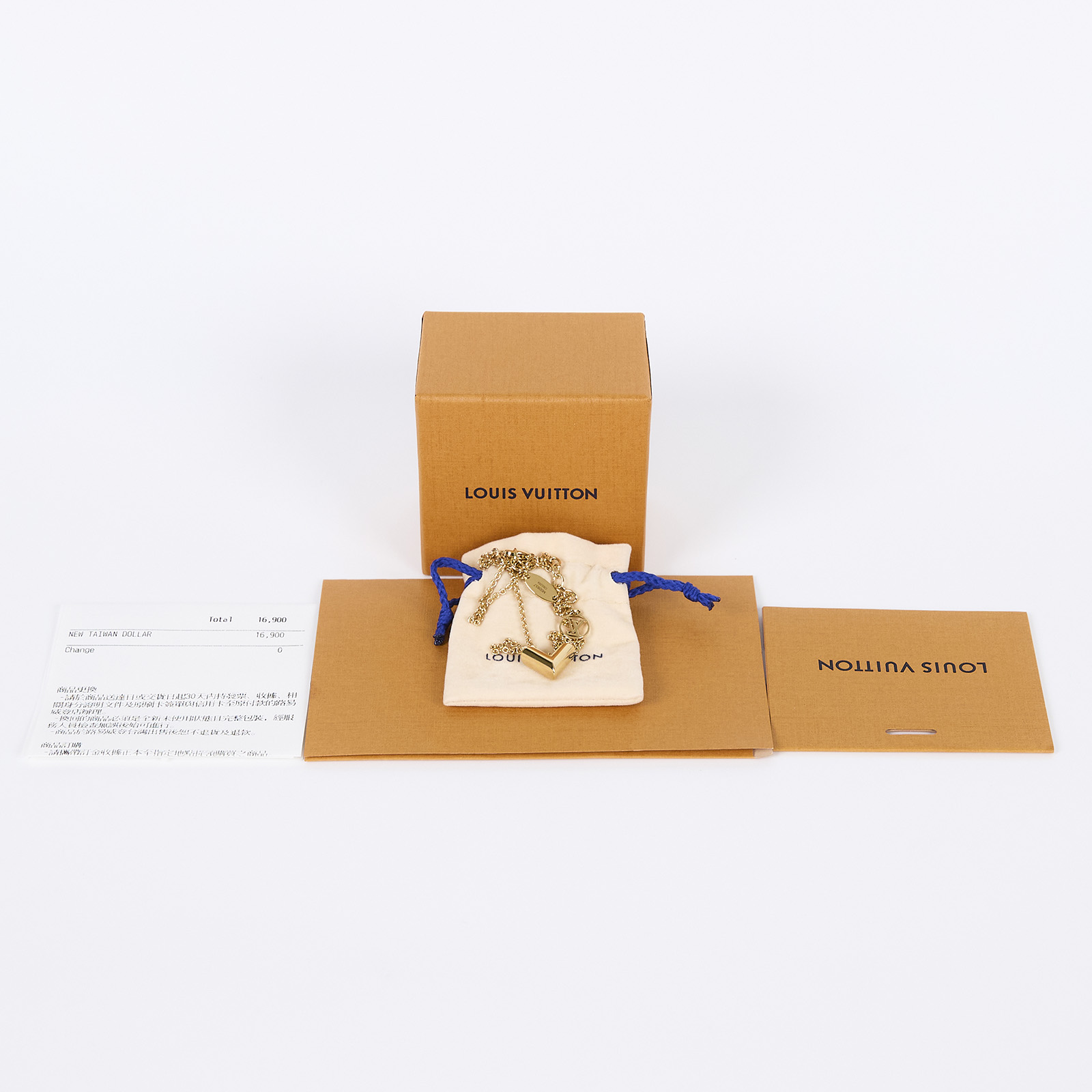 路易威登 LOUIS VUITTON Essential V 項鏈 M00857 金ESSENTIAL V項鍊 原廠盒子/防塵袋/購買證明正本