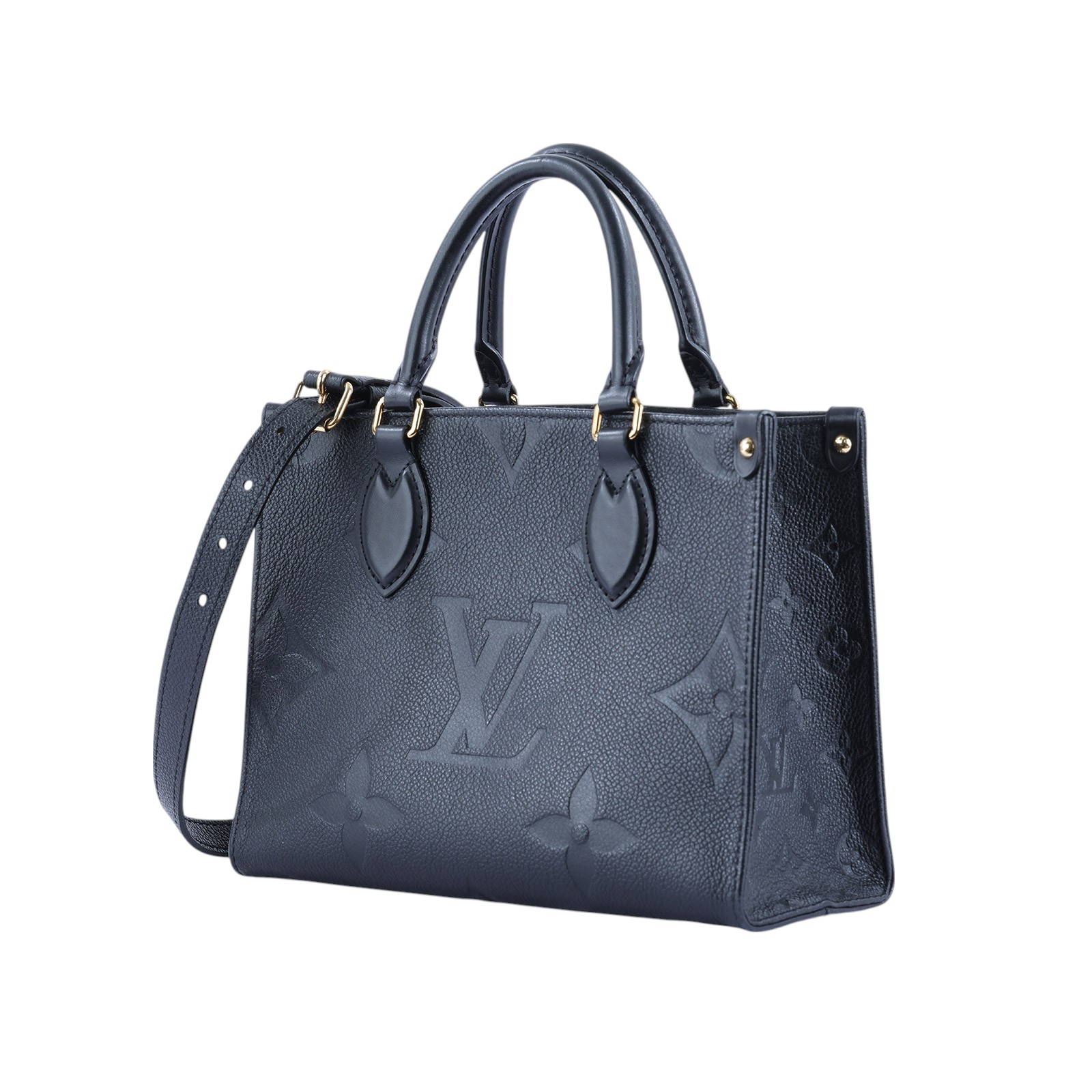 路易威登 LOUIS VUITTON OnTheGo PM 手提 肩背包 黑色 M45653 晶片款 黑原花壓紋ON THE GO PM 原廠盒子/防塵袋/背帶