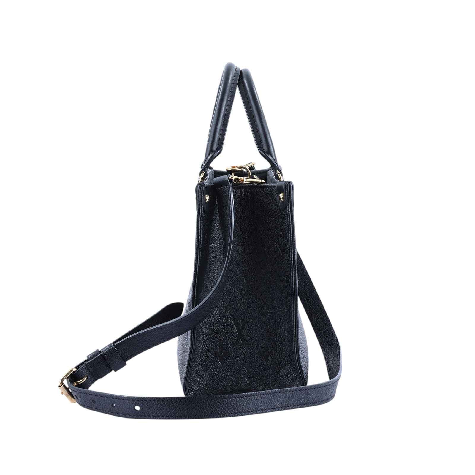 路易威登 LOUIS VUITTON OnTheGo PM 手提 肩背包 黑色 M45653 晶片款 黑原花壓紋ON THE GO PM 原廠盒子/防塵袋/背帶