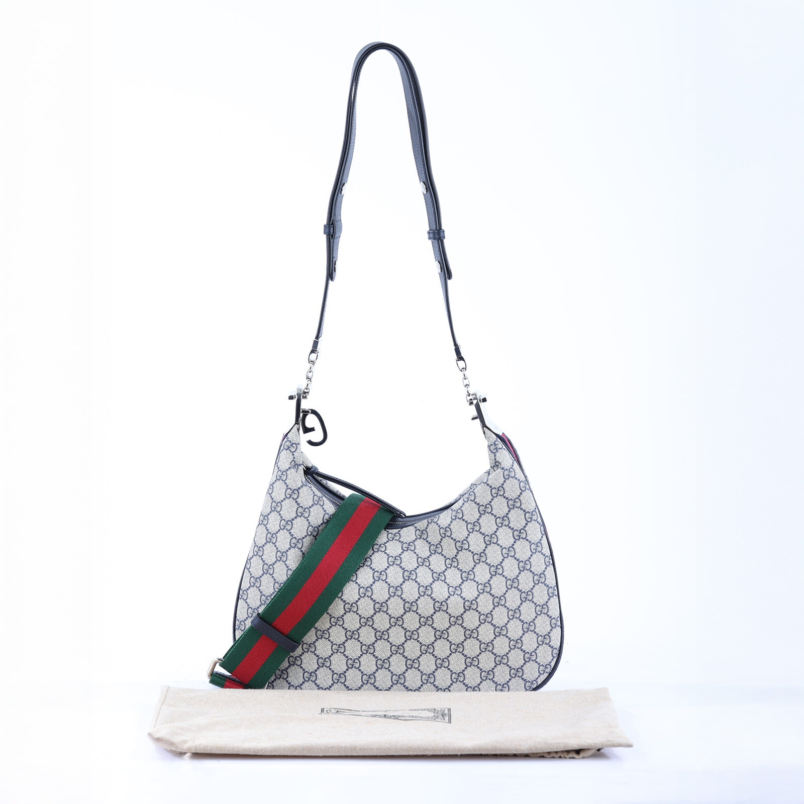古馳 GUCCI Attache 肩背包 702823 深藍GG紋ATTACHE 防塵袋/背帶
