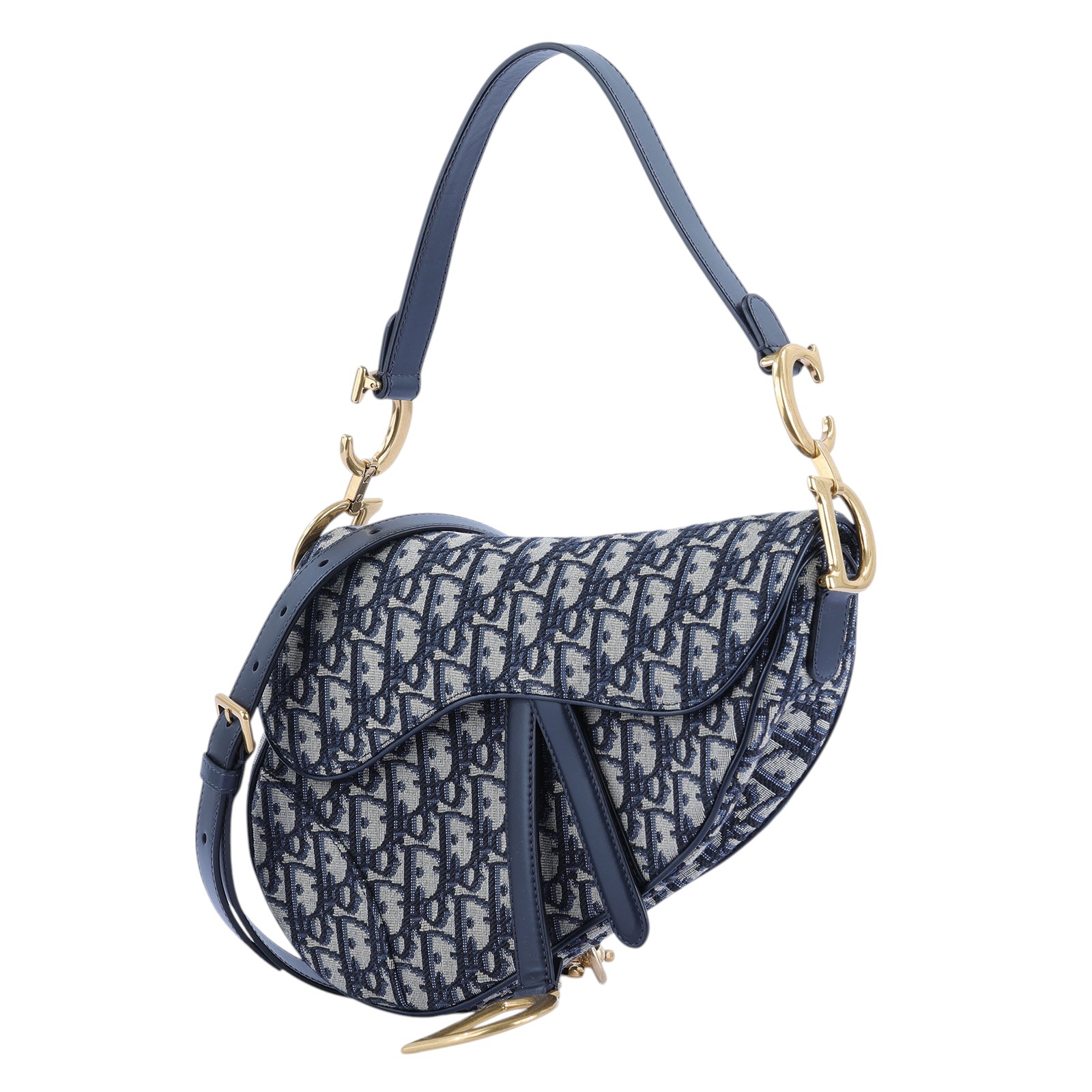 迪奧 CHRISTIAN DIOR Saddle 馬鞍袋 連肩帶 M0455CTZQ 藍緹花SADDLE 防塵袋/背帶/保證卡