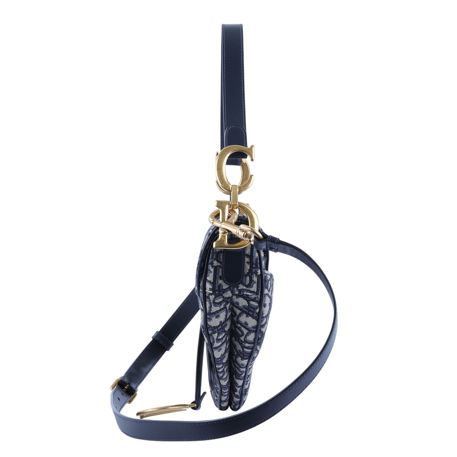 迪奧 CHRISTIAN DIOR Saddle 馬鞍袋 連肩帶 M0455CTZQ 藍緹花SADDLE 防塵袋/背帶/保證卡