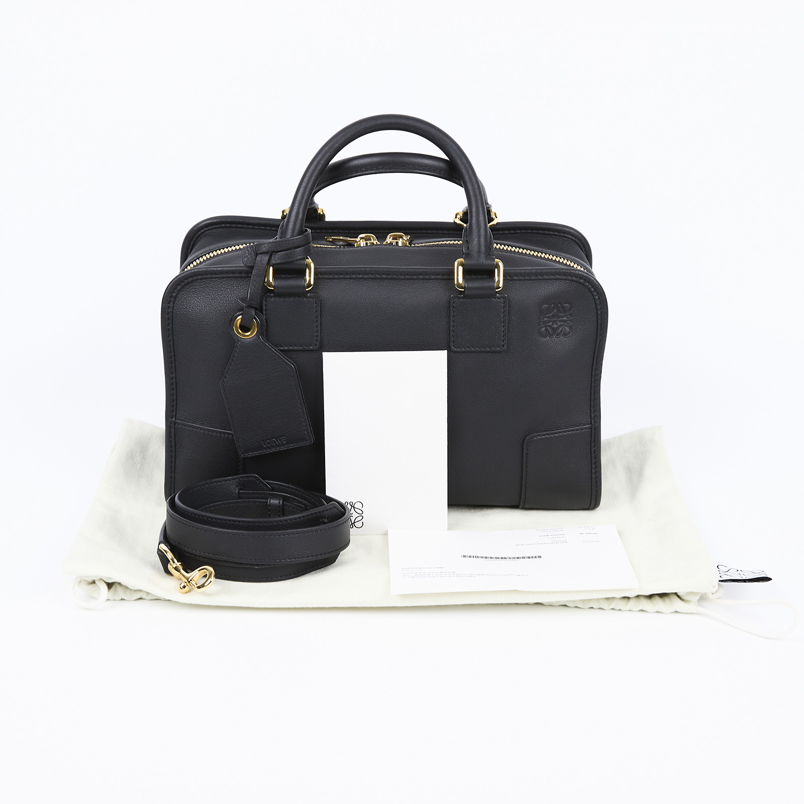 羅意威 LOEWE Amazona 28 bag 肩背 手提包 A039N08X01 黑AMAZONA 28 BAG 防塵袋/購買證明正本/背帶