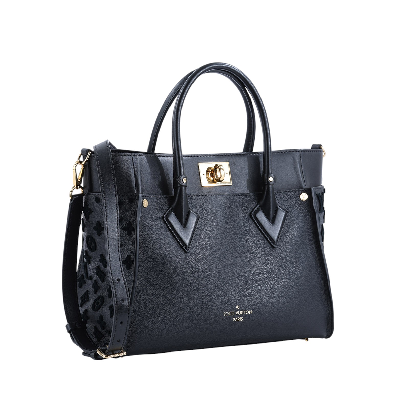 路易威登 LOUIS VUITTON On My Side MM 肩背 托特包 黑色 M53826 晶片款 黑金On My Side MM STARP/防塵袋