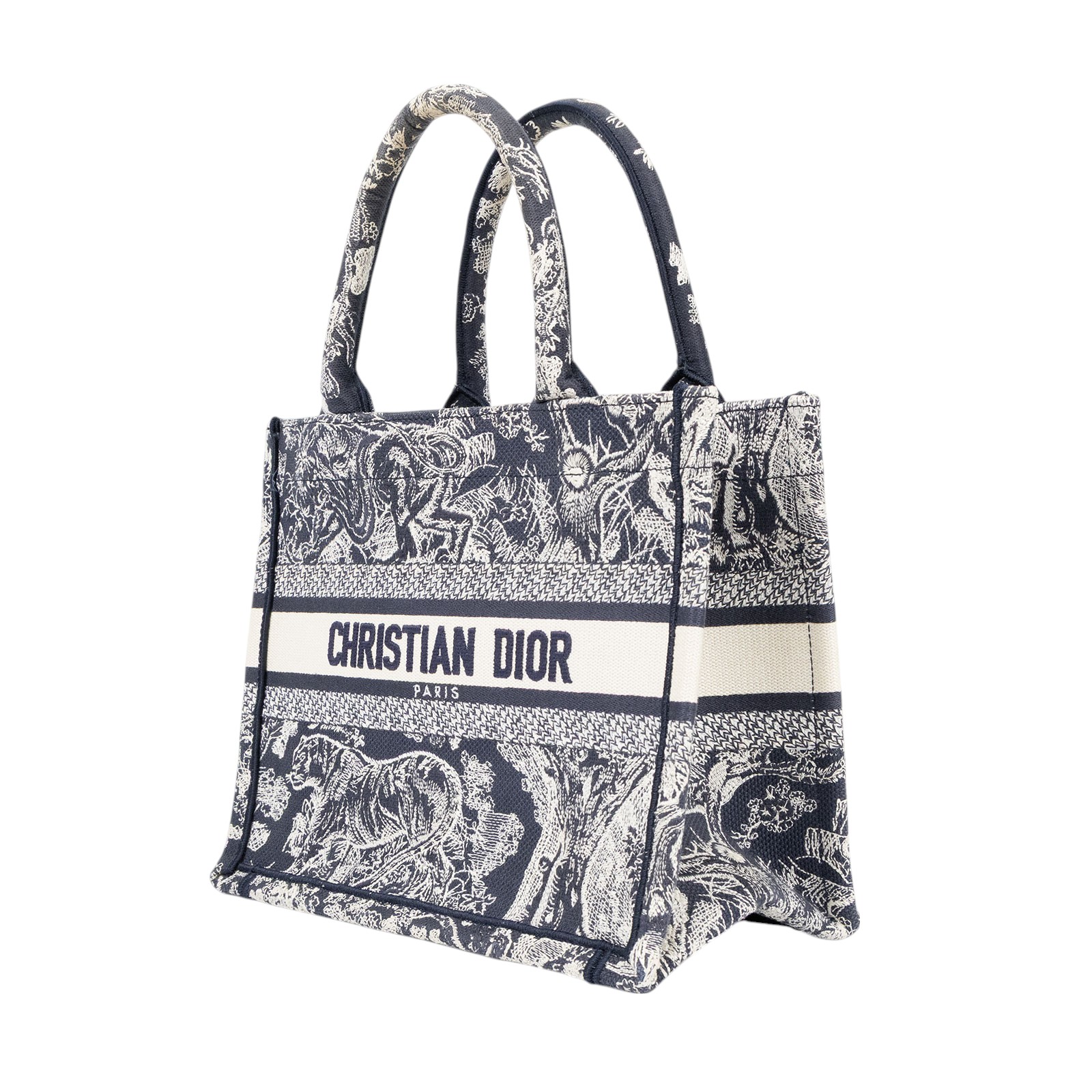 迪奧 CHRISTIAN DIOR Book Tote 小型 托特包 藍色 白色 M1265ZRGO 動物園BOOK TOTE SMALL 無附屬品
