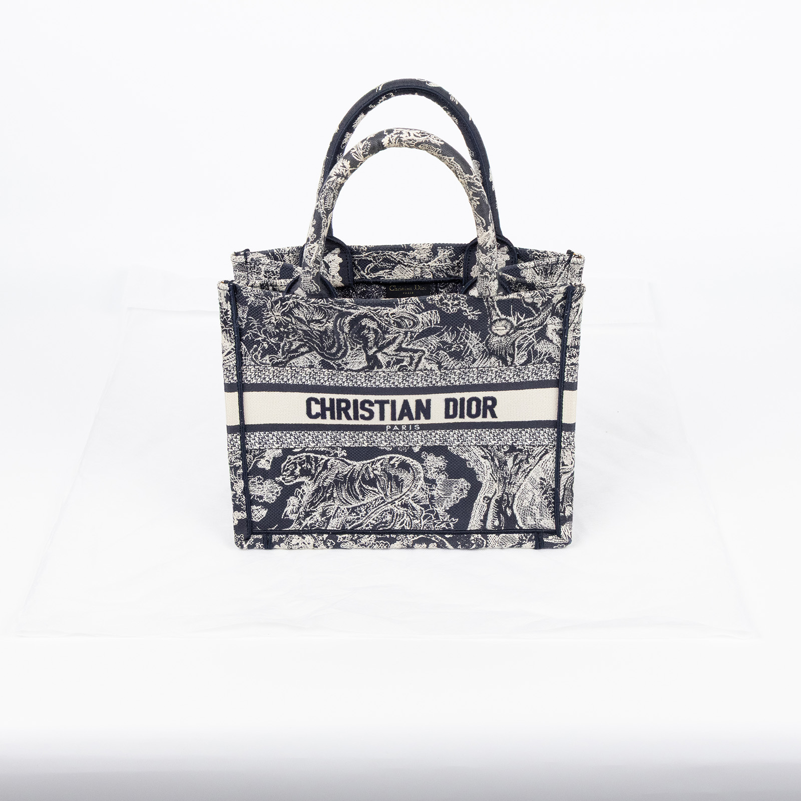 迪奧 CHRISTIAN DIOR Book Tote 小型 托特包 藍色 白色 M1265ZRGO 動物園BOOK TOTE SMALL 無附屬品