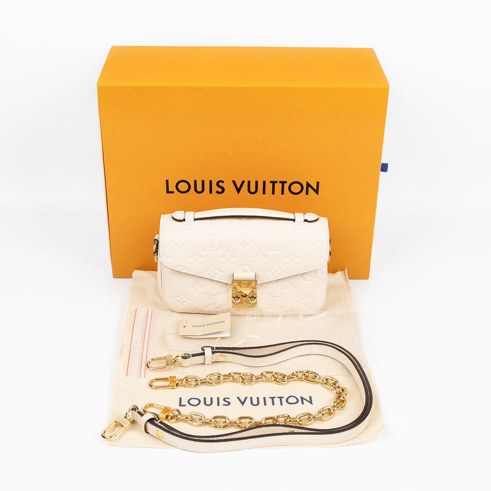 路易威登 LOUIS VUITTON Pochette Métis East West 鏈條 郵差包 腋下單肩包 奶油色 M22942 晶片款  STARP2/防塵袋/原廠盒子