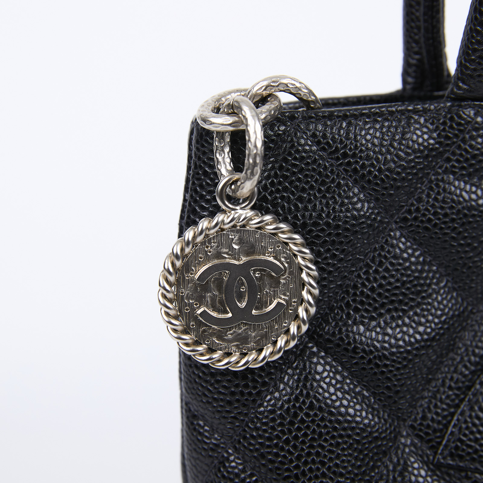 香奈兒 CHANEL 手提包 荔枝牛皮 方型 銀幣包 A01804 黑銀荔枝金幣包 防塵袋/保證卡