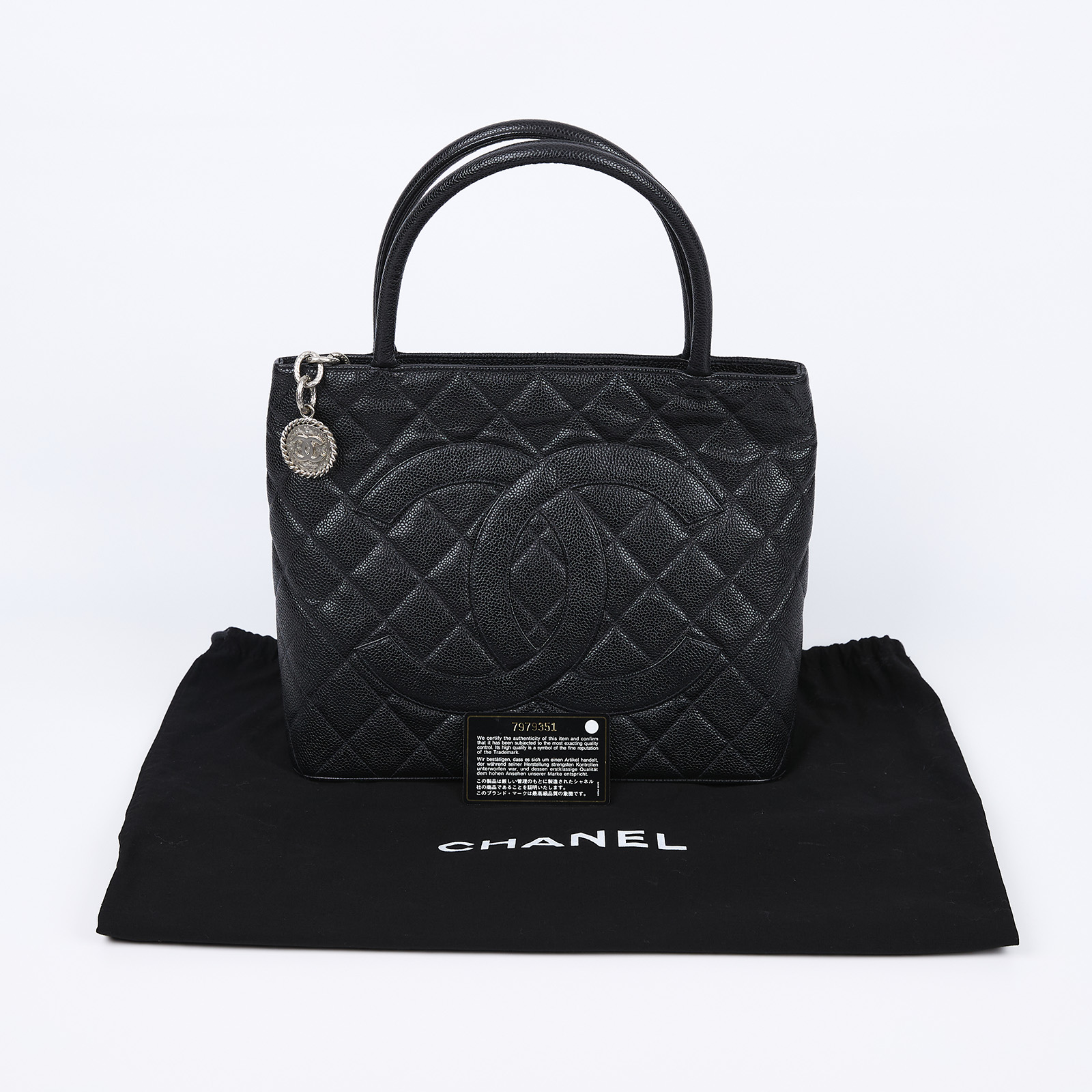 香奈兒 CHANEL 手提包 荔枝牛皮 方型 銀幣包 A01804 黑銀荔枝金幣包 防塵袋/保證卡