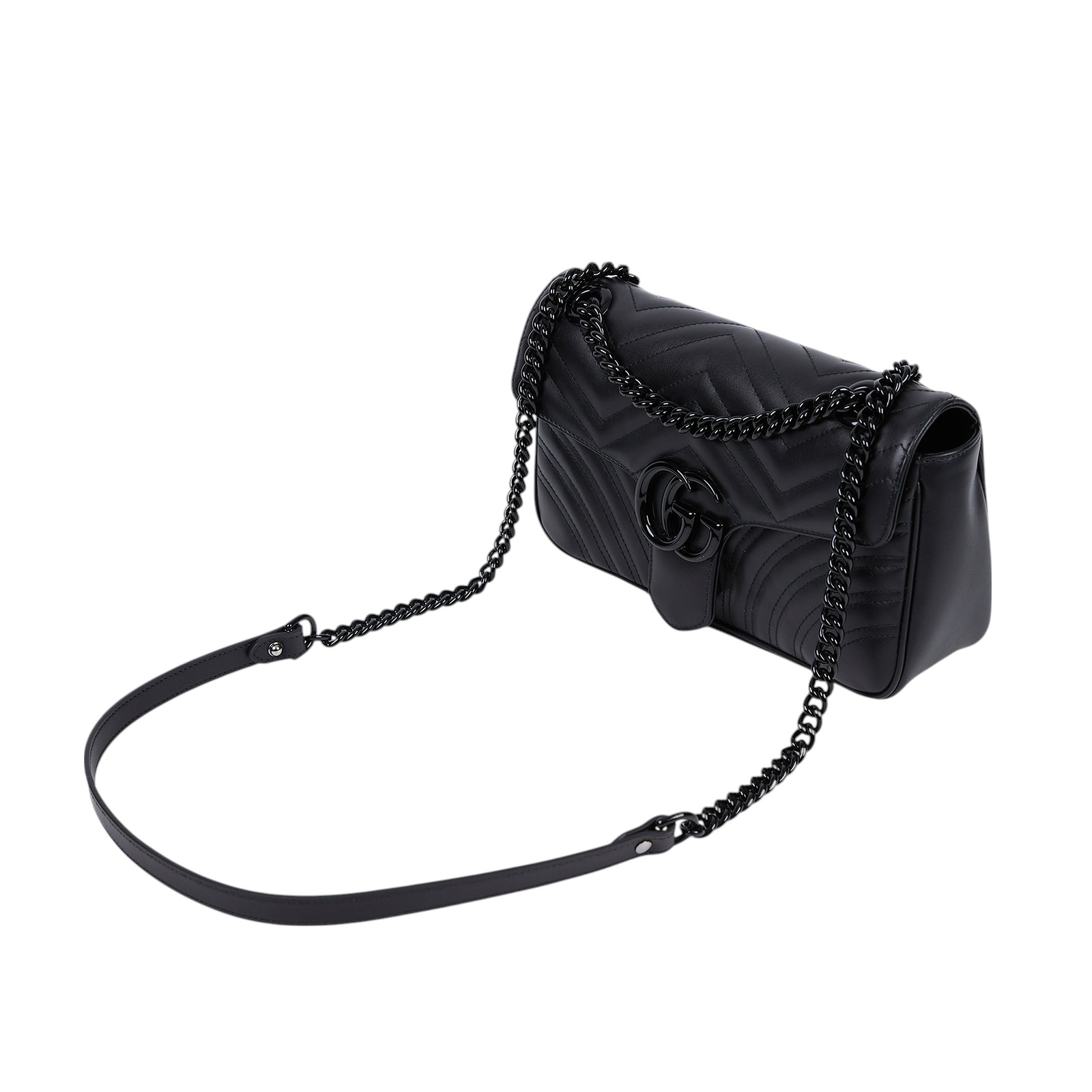 古馳 GUCCI GG Marmont 小型 絎縫 肩揹袋 443497 SO BLACK MARMONT 小號肩背包 原廠盒子/防塵袋