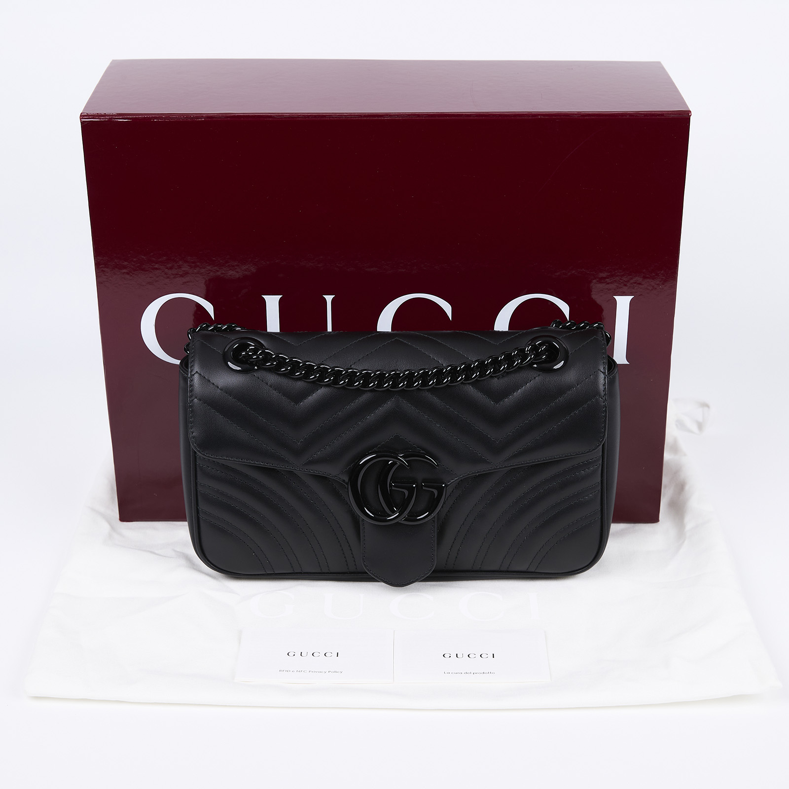 古馳 GUCCI GG Marmont 小型 絎縫 肩揹袋 443497 SO BLACK MARMONT 小號肩背包 原廠盒子/防塵袋