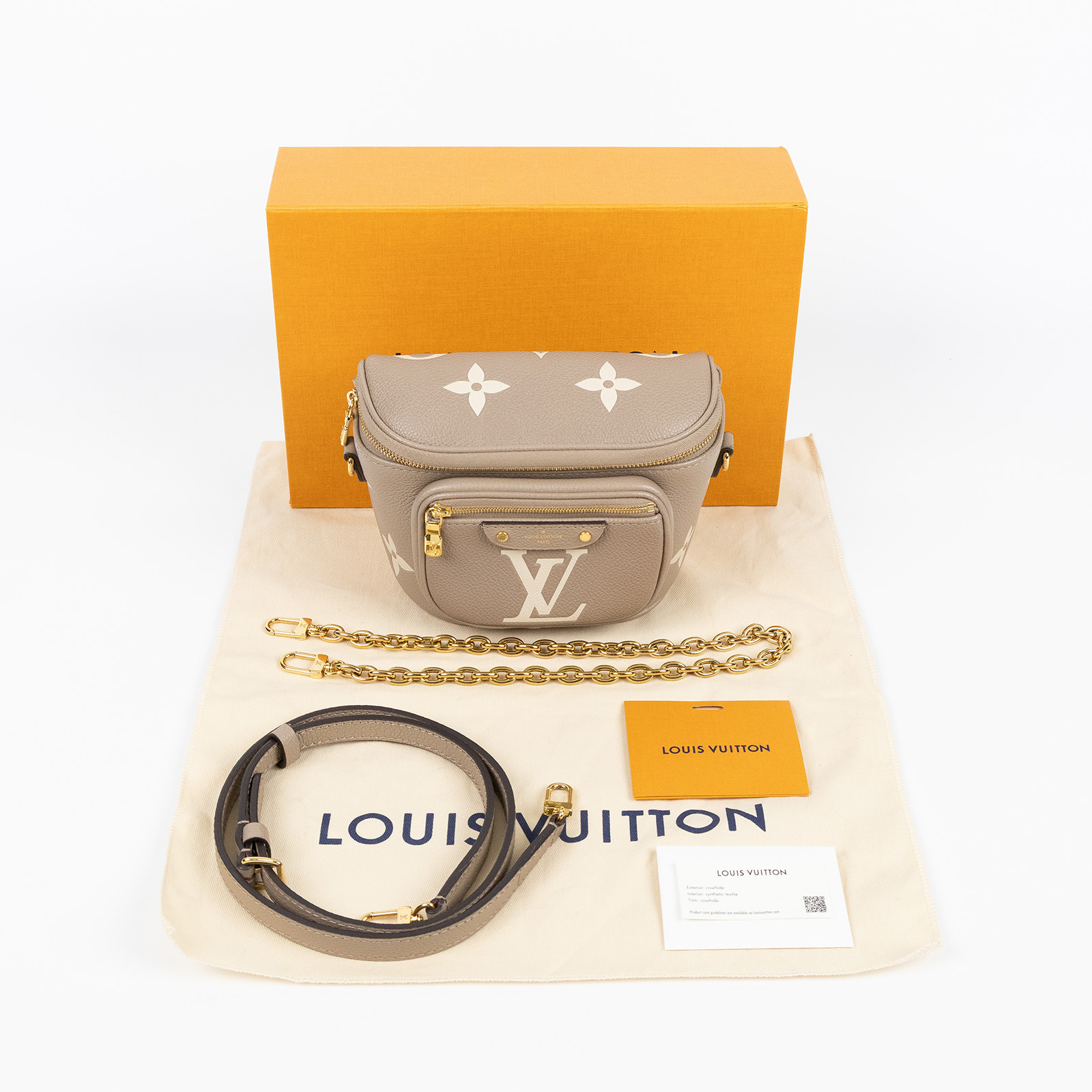 路易威登 LOUIS VUITTON Mini Bumbag 斑鳩灰色 奶油色 M83219 晶片款 斑鳩灰Mini Bumbag 防塵袋/原廠盒子/背帶2