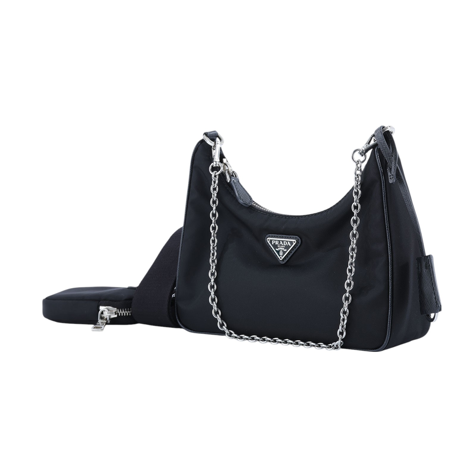 普拉達 PRADA Re-Edition 2005 Re-Nylon 手袋 1BH204_R064 黑尼龍HOBO三合一 保證卡/防塵袋/STARP+內袋