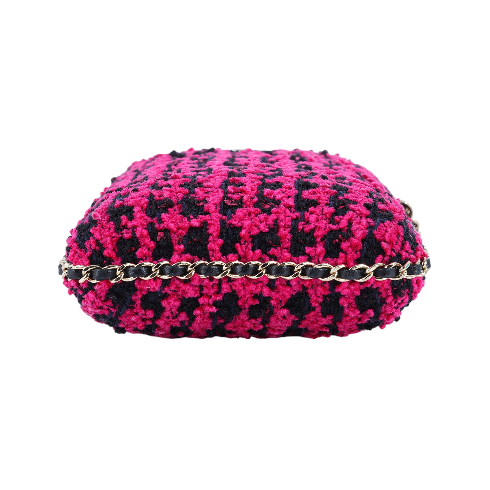 香奈兒 CHANEL 鏈帶 肩背 手機包 A94471 22開桃紅黑毛呢Tweed手機包 無附屬品