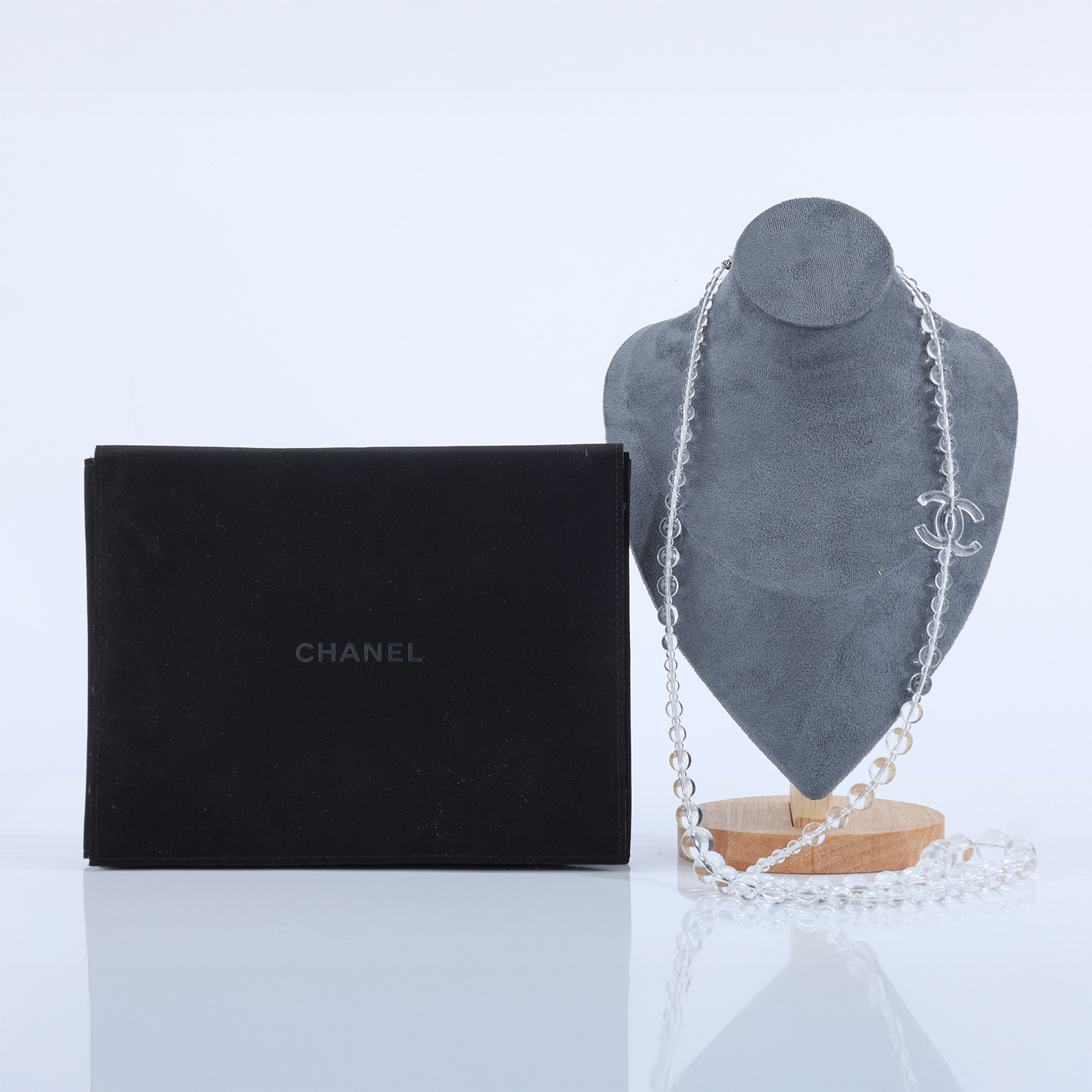 香奈兒 CHANEL 長項鍊 A13 S 透明珠珠長項鍊 防塵袋