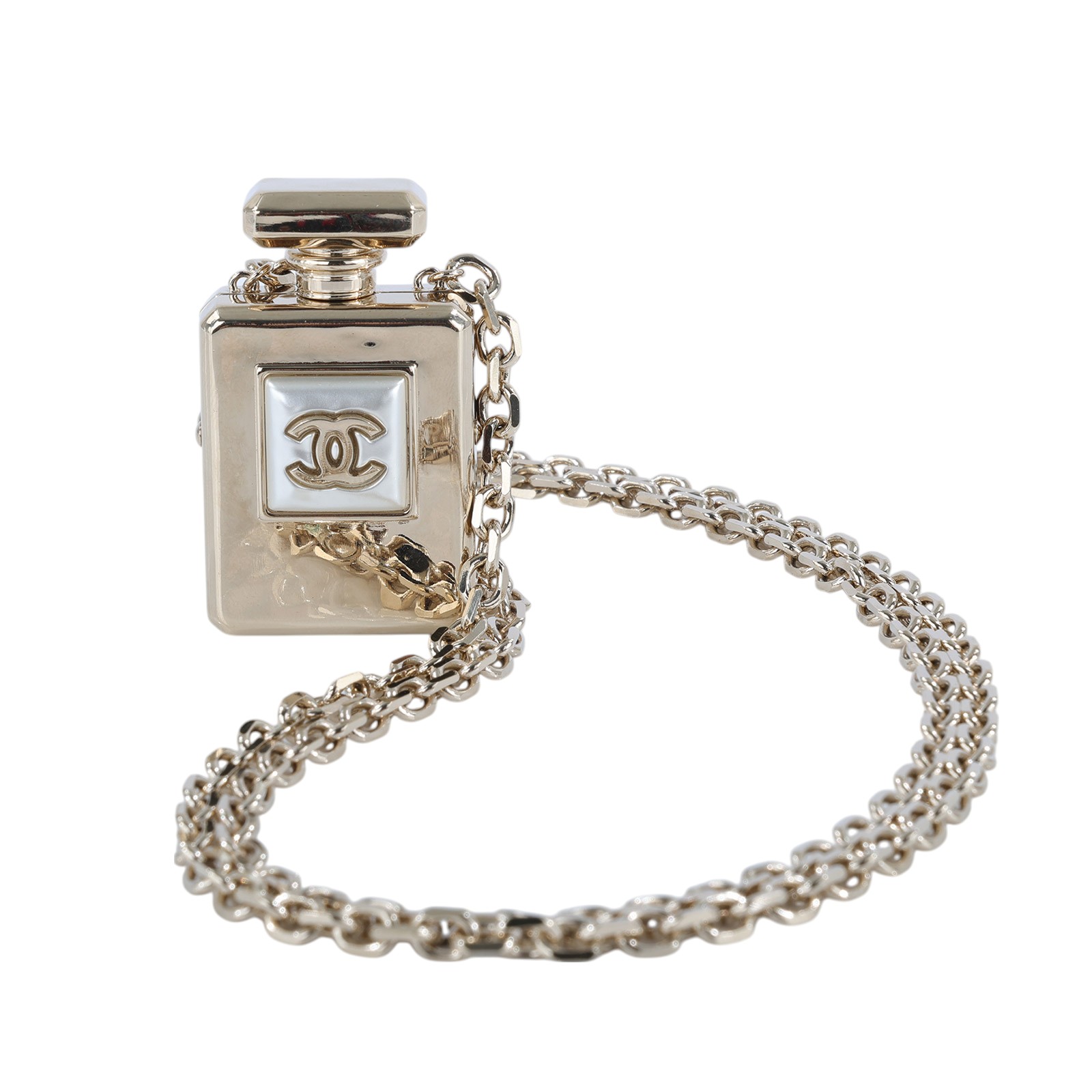 香奈兒 CHANEL N°5 項鍊 2022年典藏款 AB8585B22 S 淡金香水瓶項鍊 防塵袋