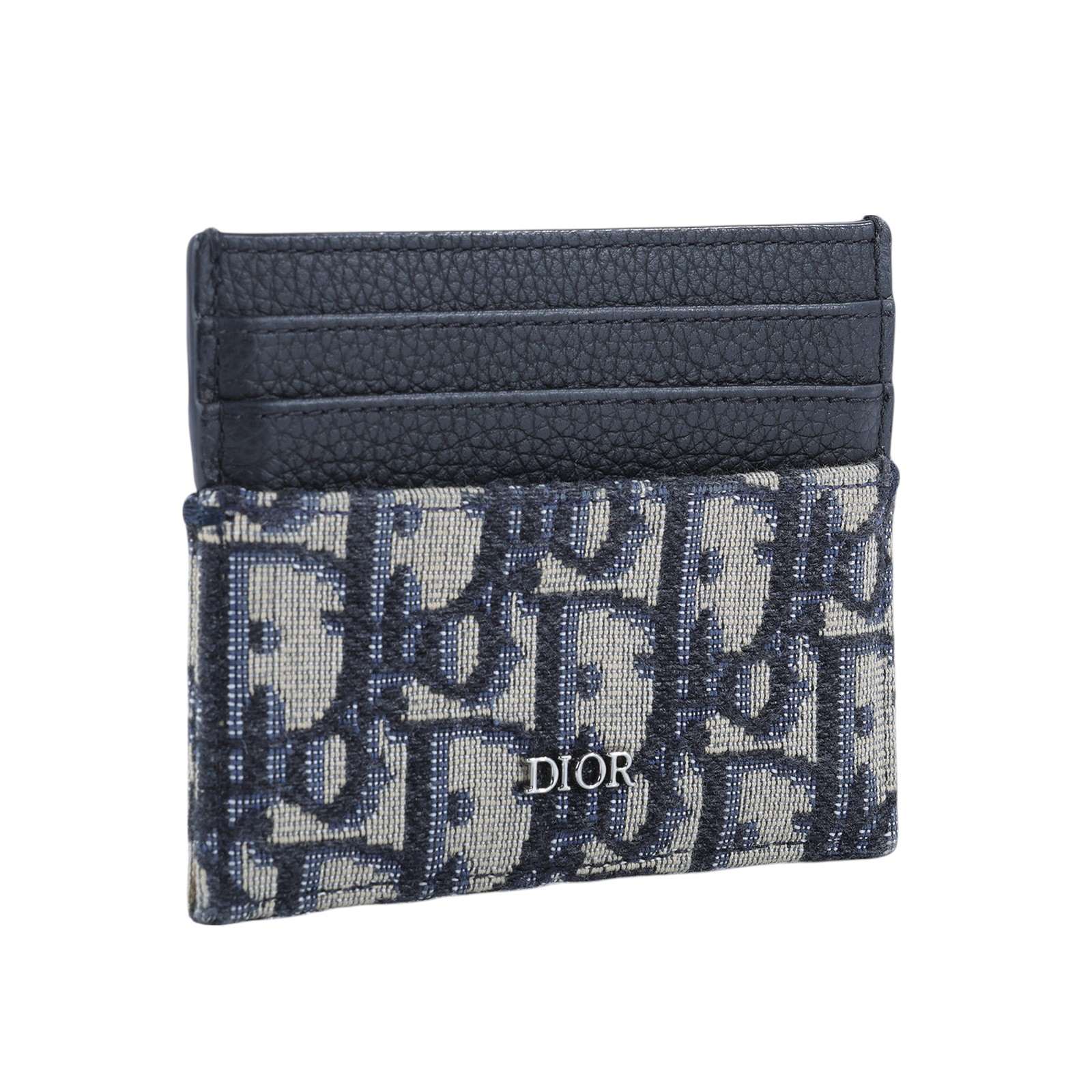 迪奧 CHRISTIAN DIOR 卡夾 2ESCH135YSE 藍OBLIQUE拼黑卡夾 原廠盒子/防塵袋