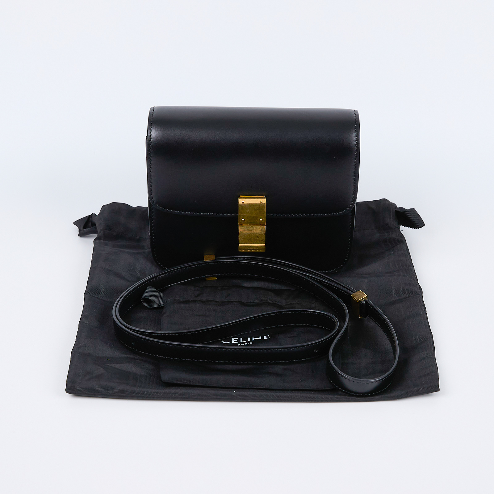 思琳 CELINE 小牛皮 小型 Classic 手袋 164183DLS 黑CLASSIC BOX 防塵袋