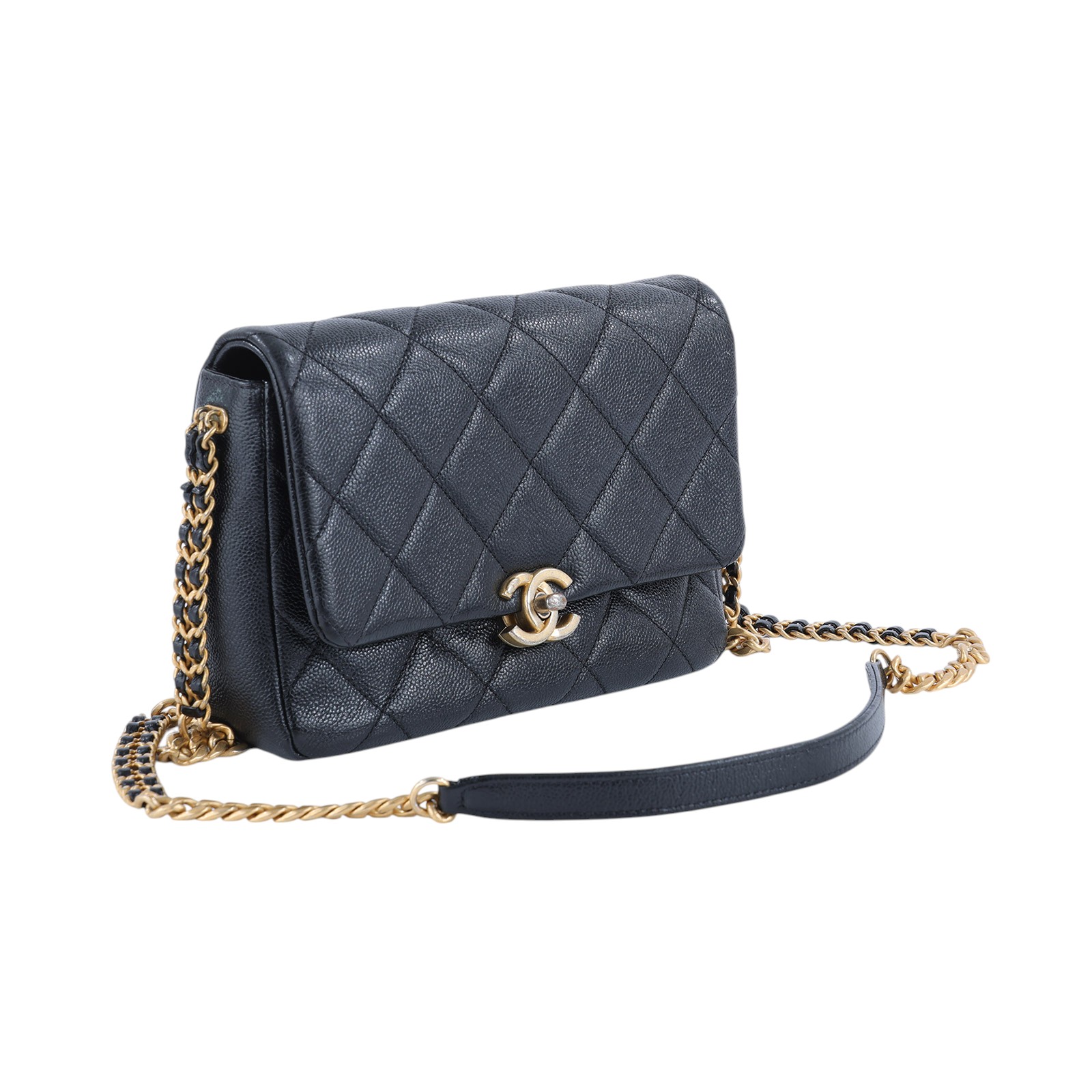 香奈兒 CHANEL Matelasse Chain 肩背 Melody 口蓋包 AS3103 晶片款 黑金荔枝MELODY掀蓋包 無附屬品