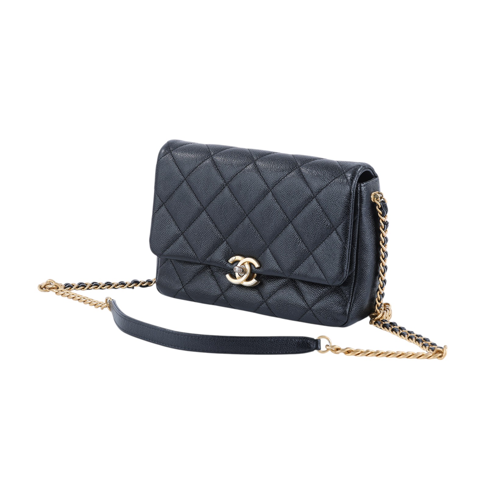香奈兒 CHANEL Matelasse Chain 肩背 Melody 口蓋包 AS3103 晶片款 黑金荔枝MELODY掀蓋包 無附屬品