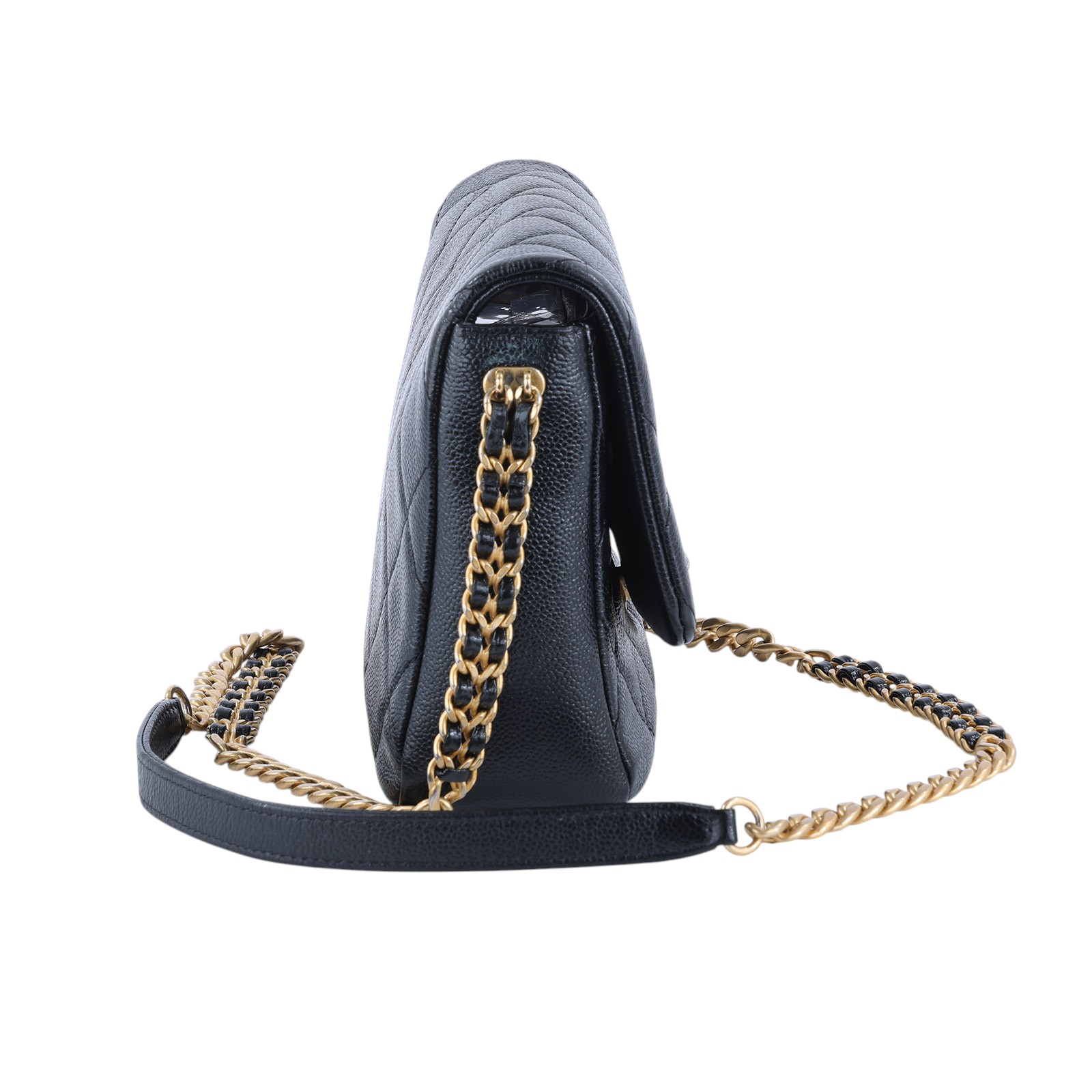 香奈兒 CHANEL Matelasse Chain 肩背 Melody 口蓋包 AS3103 晶片款 黑金荔枝MELODY掀蓋包 無附屬品