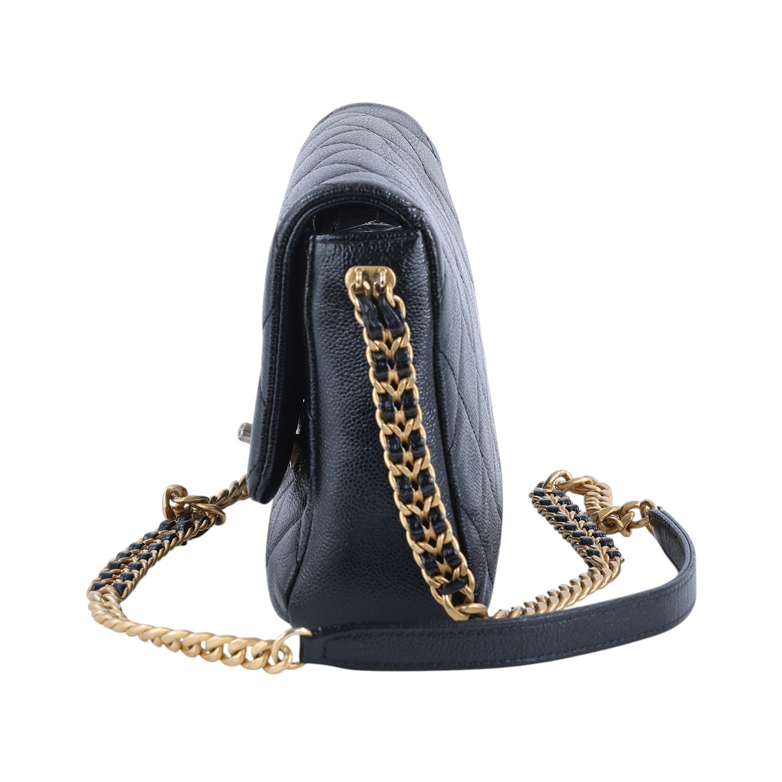 香奈兒 CHANEL Matelasse Chain 肩背 Melody 口蓋包 AS3103 晶片款 黑金荔枝MELODY掀蓋包 無附屬品