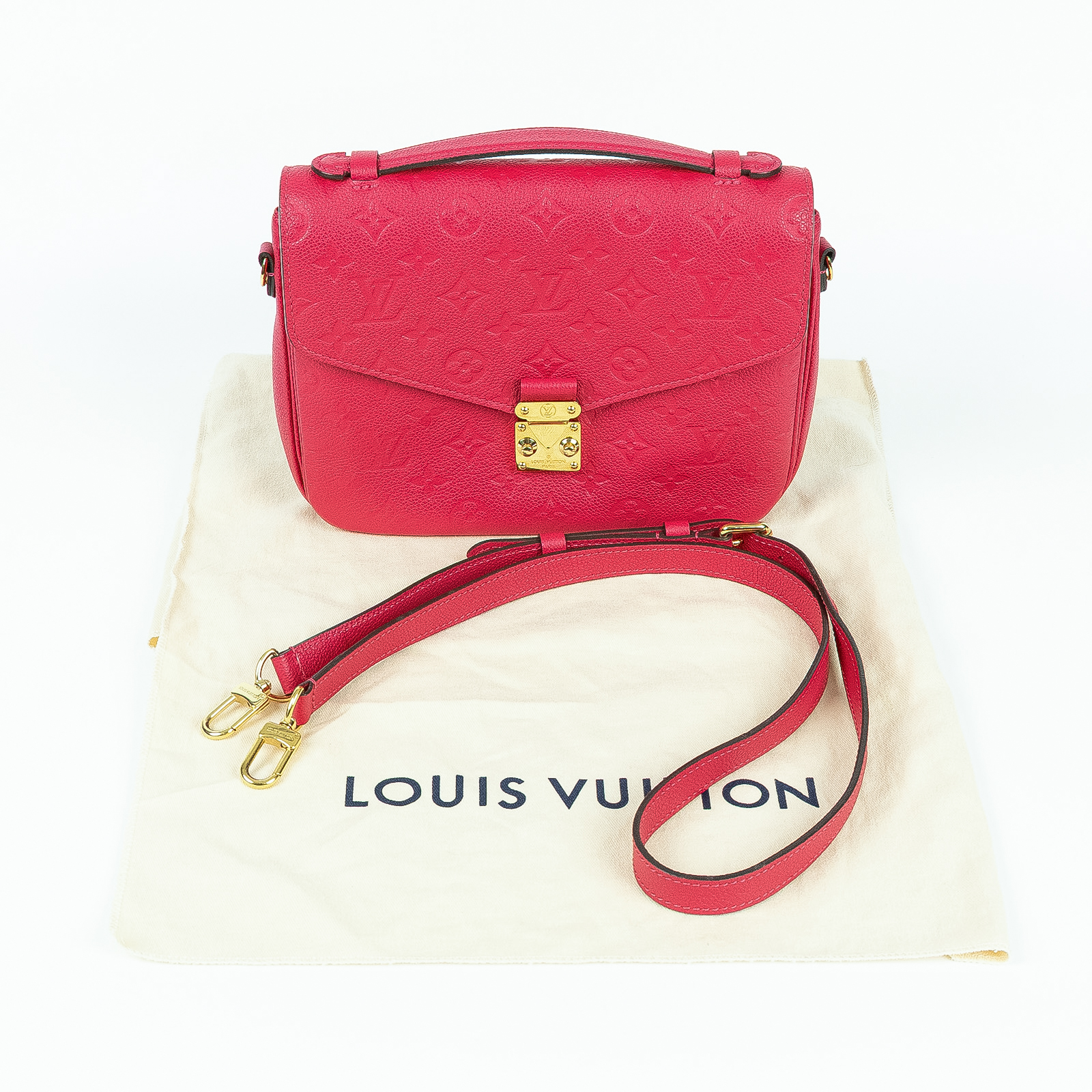 路易威登 LOUIS VUITTON Pochette Métis 手提 肩背郵差包 M44291 桃粉皮革壓紋郵差包 防塵袋